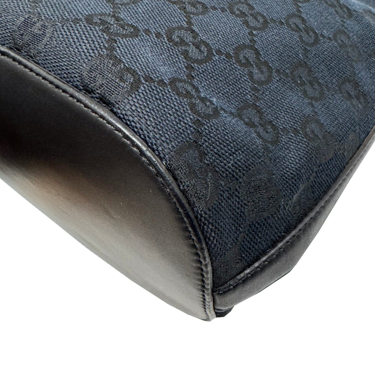 Gucci Black Gg Canvas Leather Shoulder Bag ( )