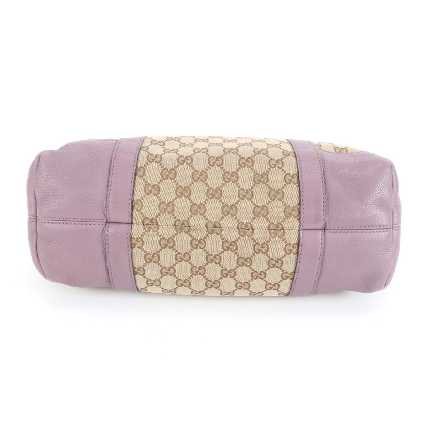 Gucci Brown Purple Leather Canvas Tote Bag ( )