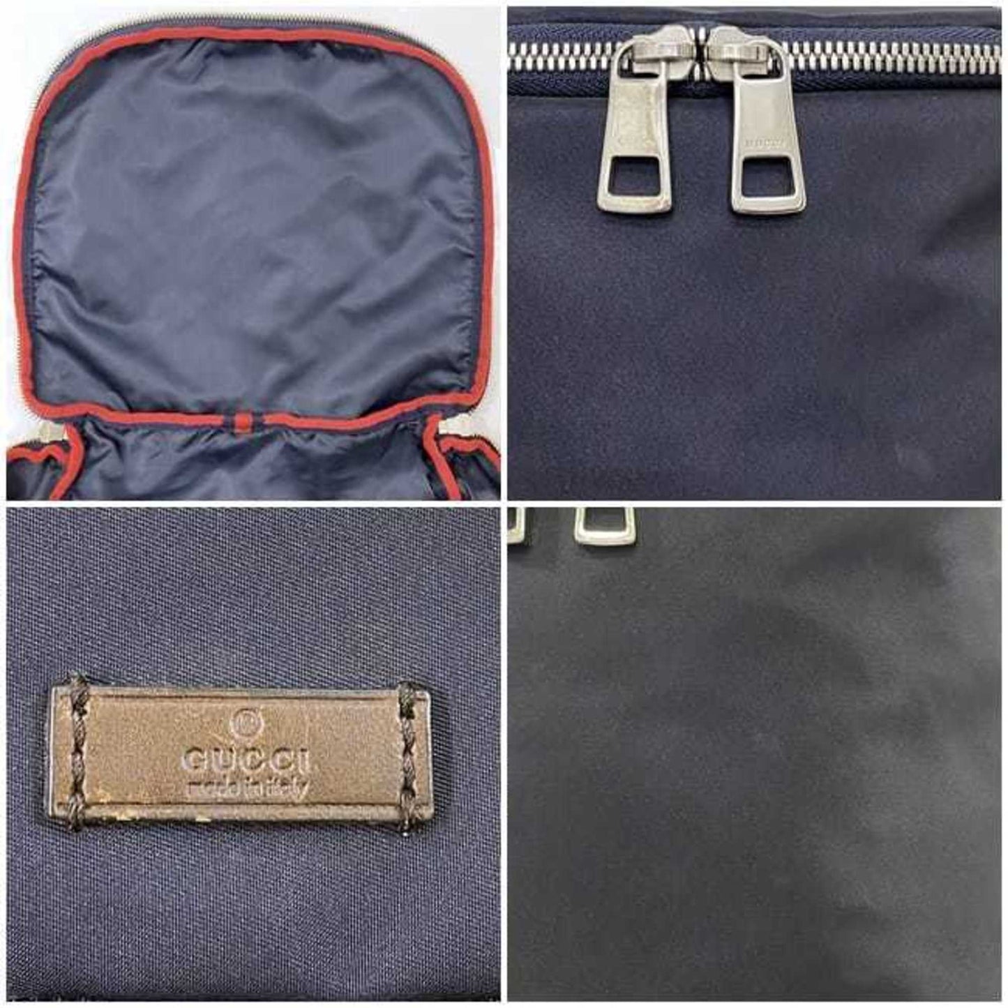 Gucci Diamante Gray Navy Nylon Leather Backpack ( )