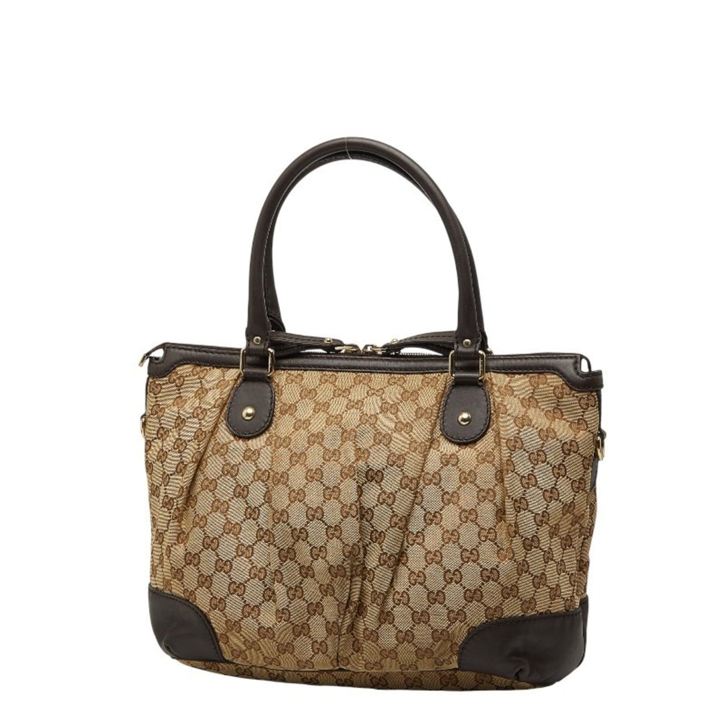Gucci Beige Brown Canvas Leather Handbag Shoulder Bag ( )