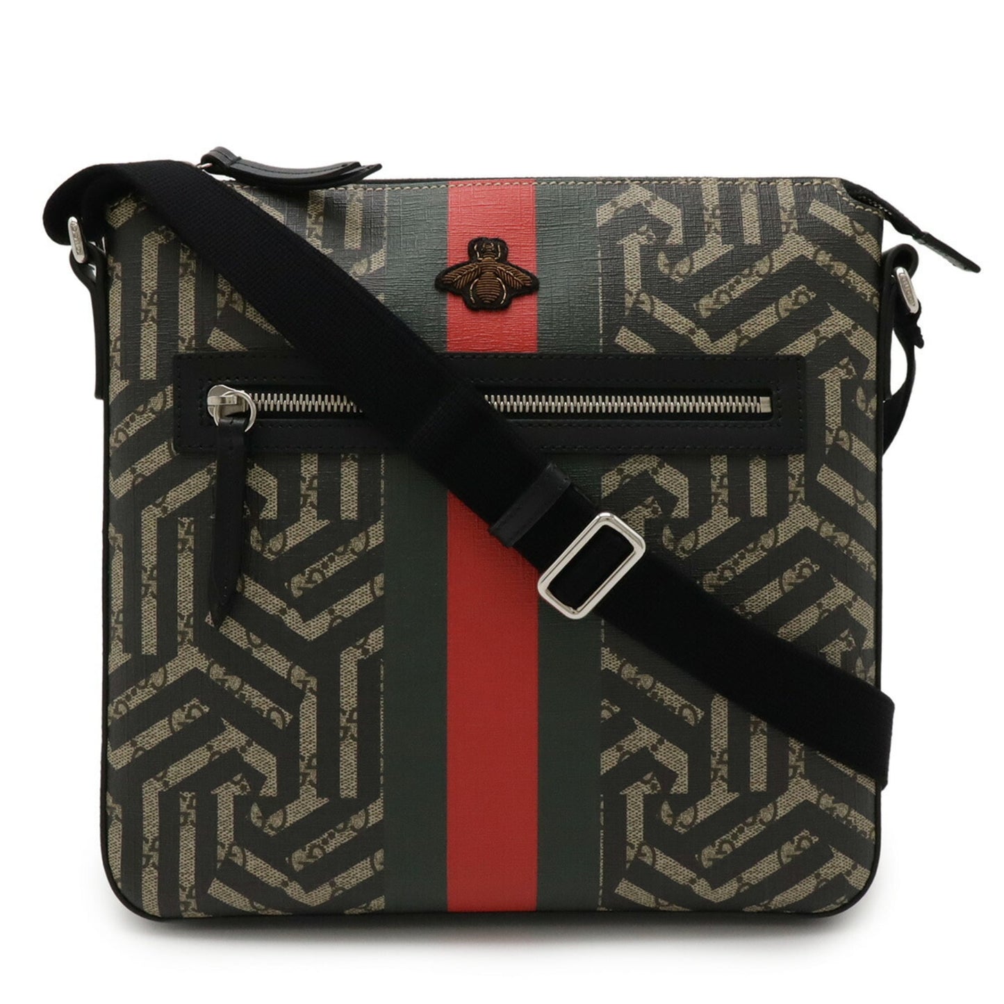 Gucci Beige Black Green Red Color Gg Supreme Leather Shoulder Bag ( )