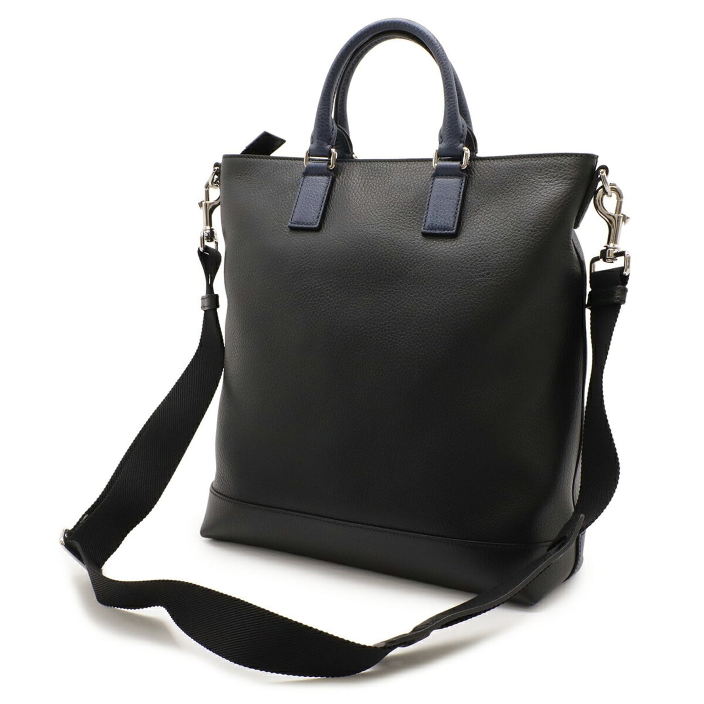 Gucci Black Navy Leather Shoulder Bag Tote Bag ( )