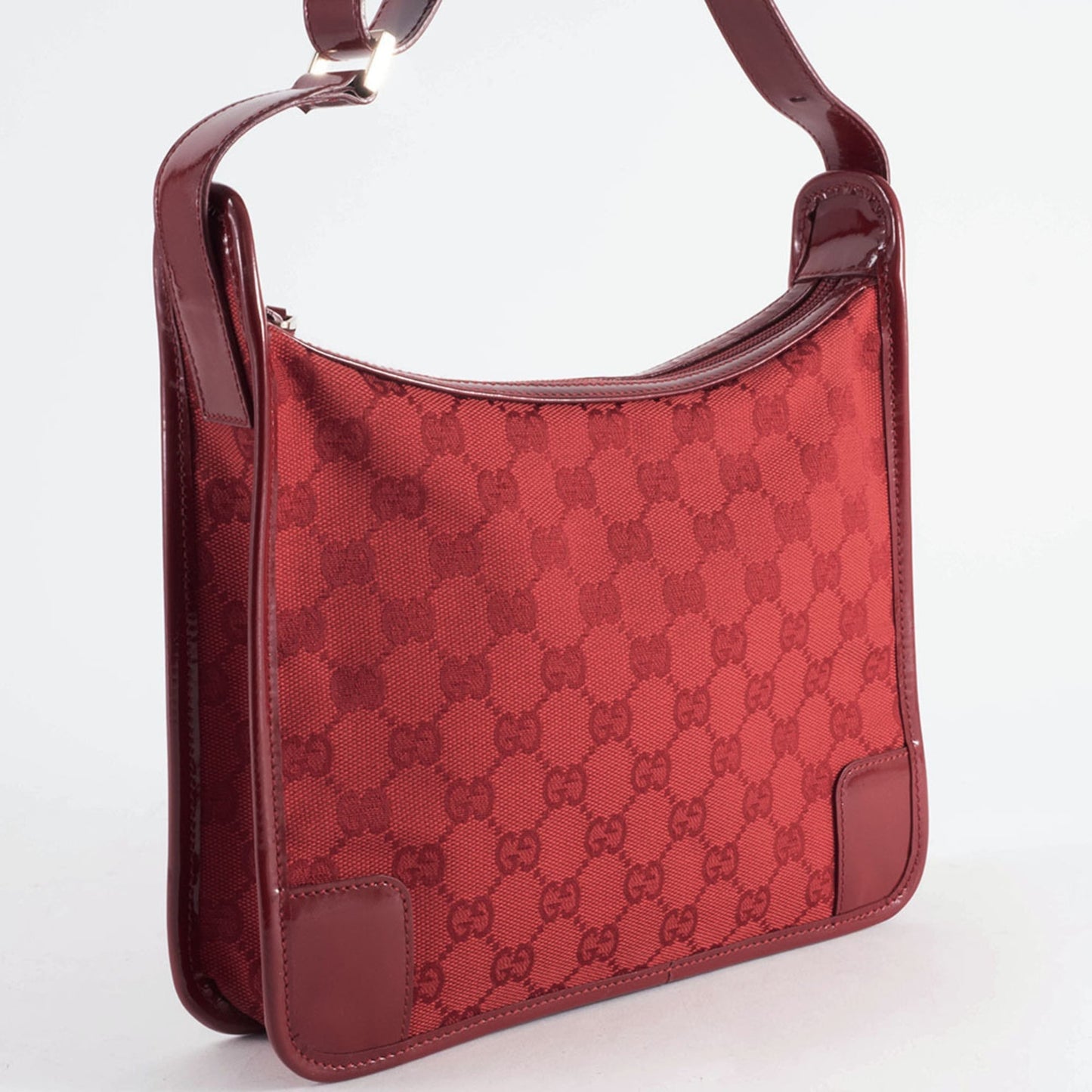 Gucci Red Color Canvas Leather Shoulder Bag ( )