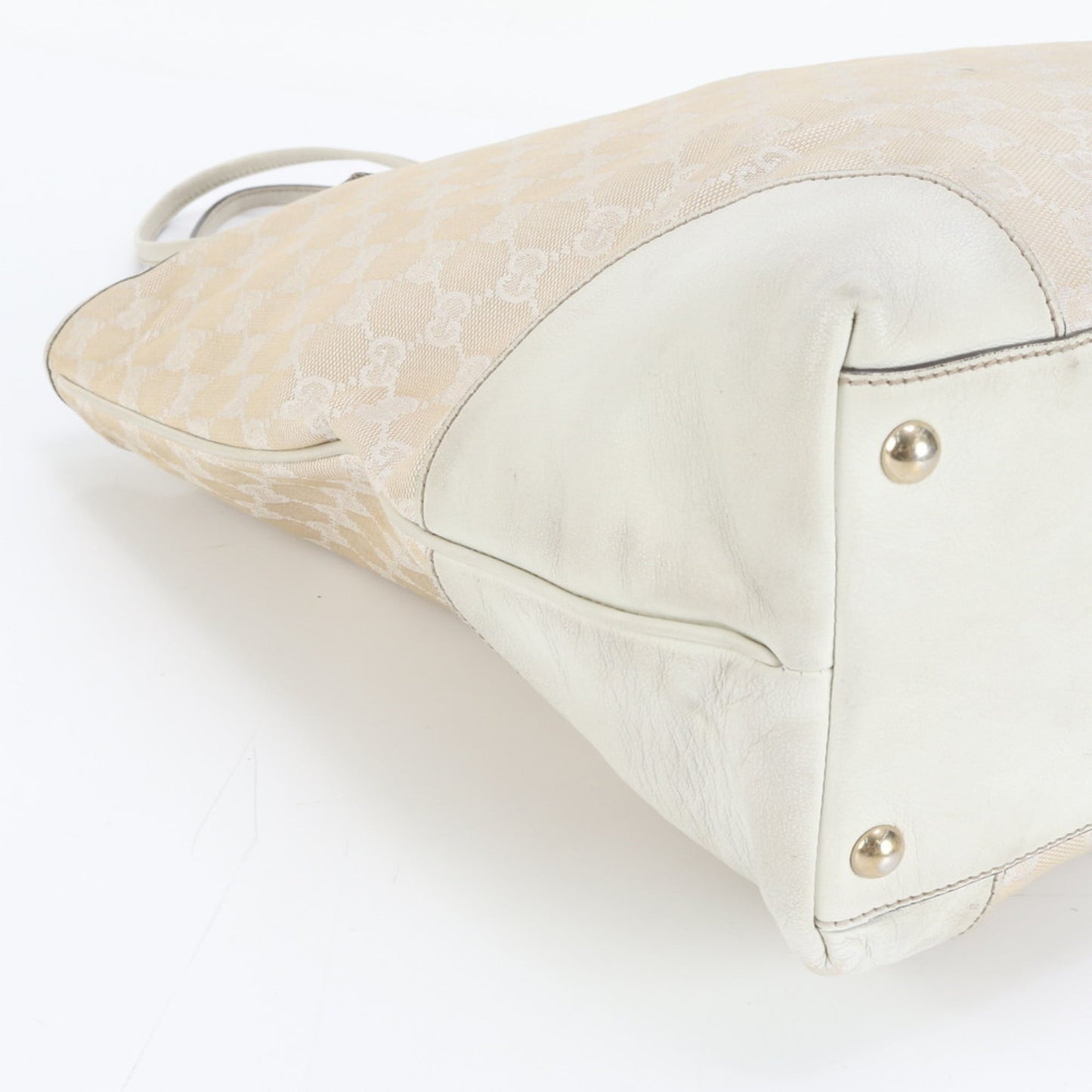 Gucci Beige Leather Canvas Tote Bag ( )