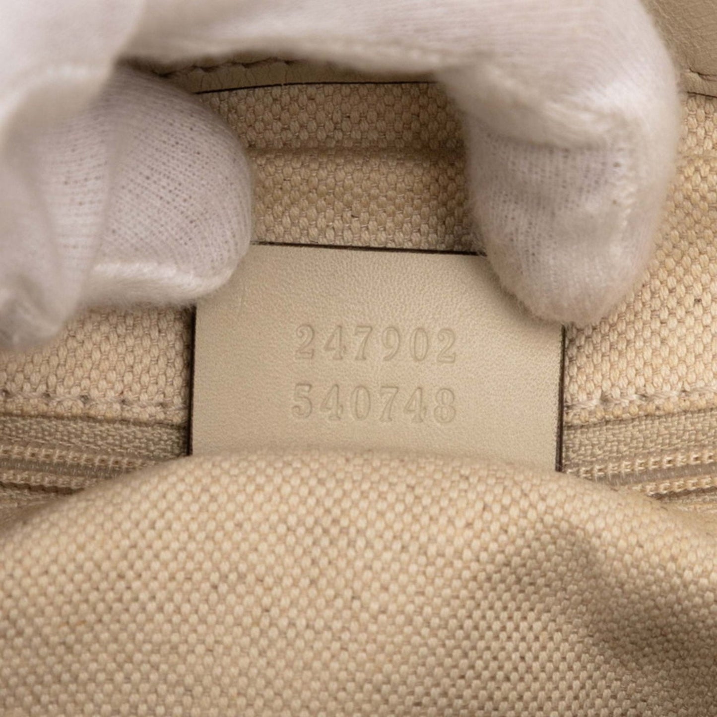 Gucci Beige White Canvas Leather Handbag Shoulder Bag ( )