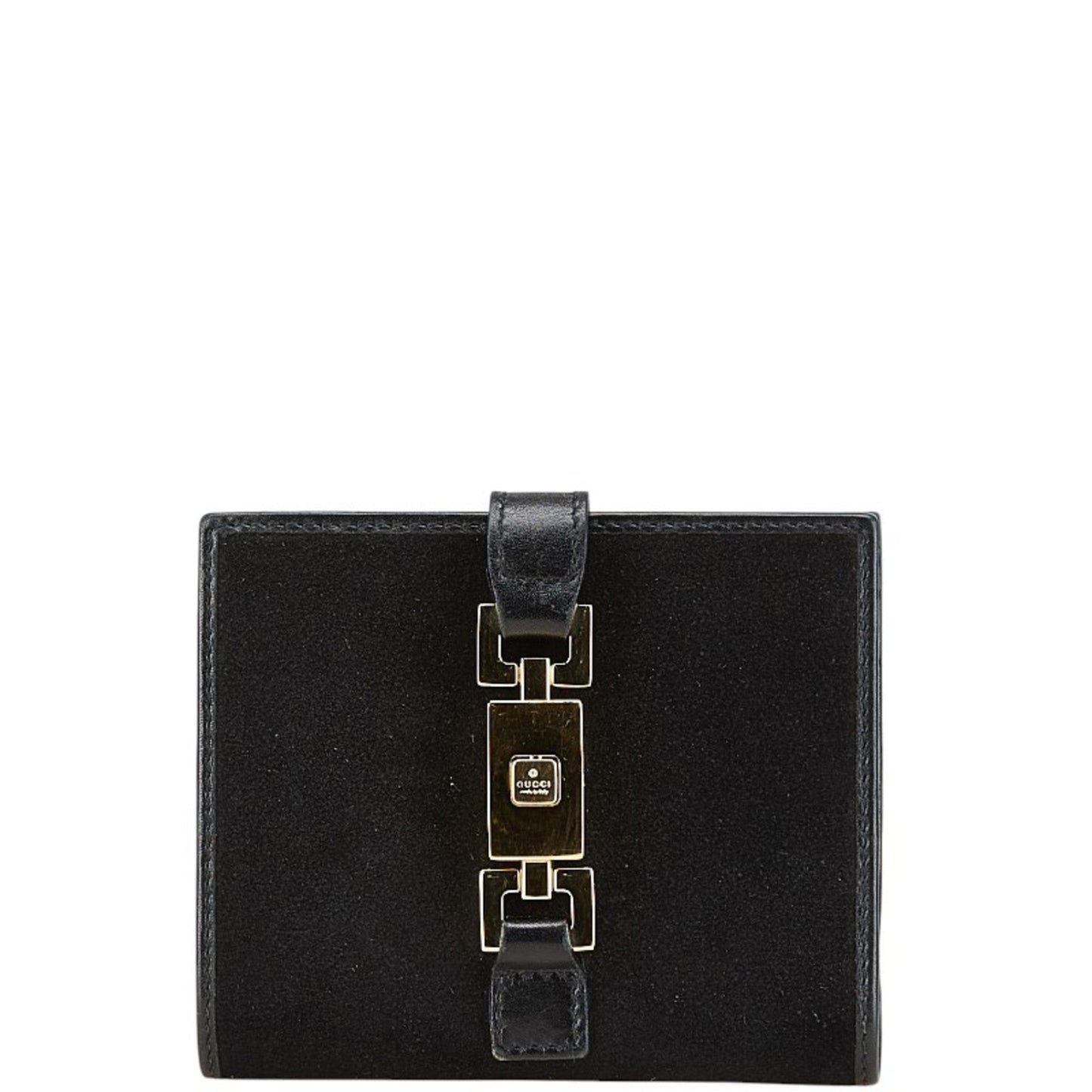 Gucci Gold Black Leather Suede Wallet (Tri-Fold) ( )