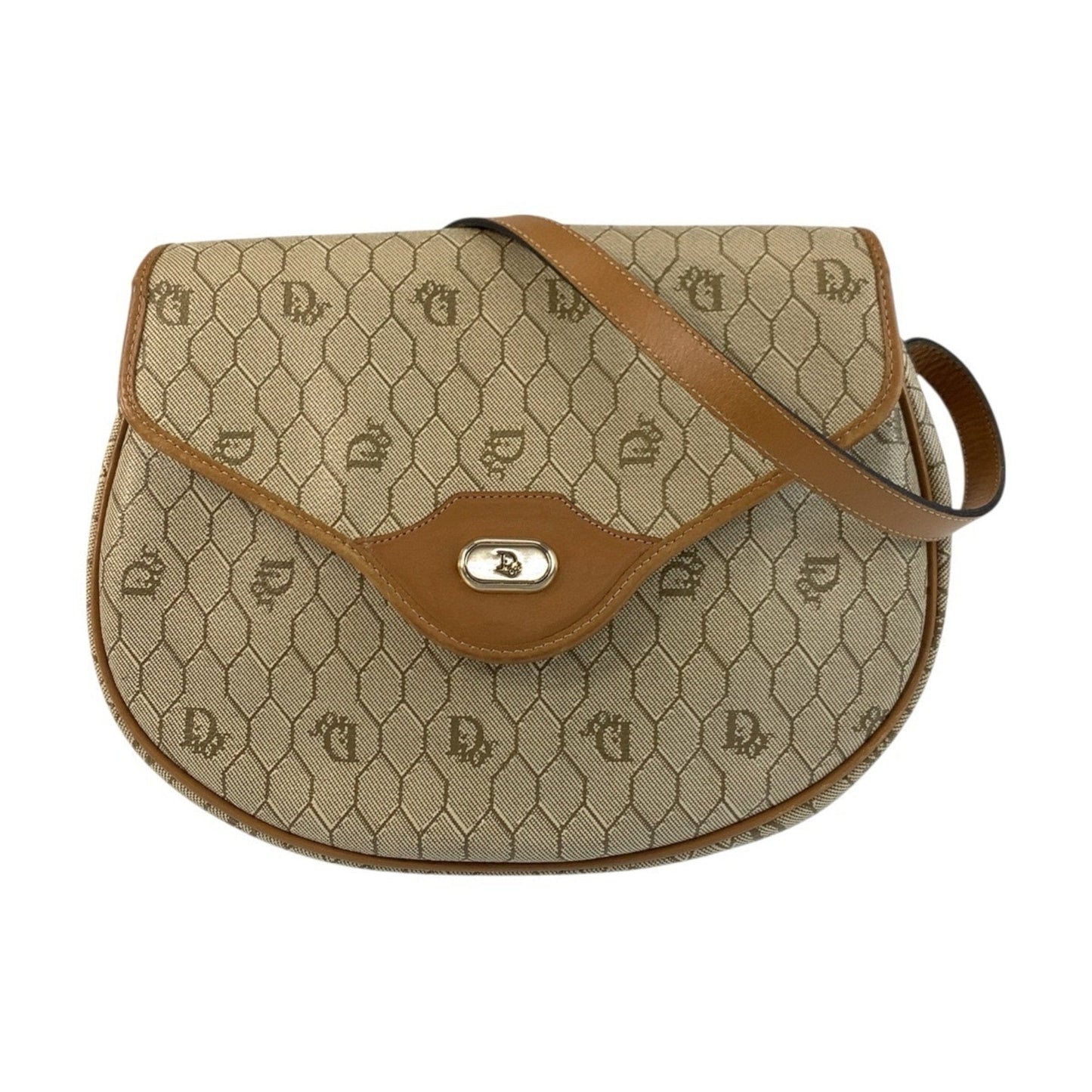 Christian Dior Beige Brown Pvc Leather Pochette Shoulder Bag ()