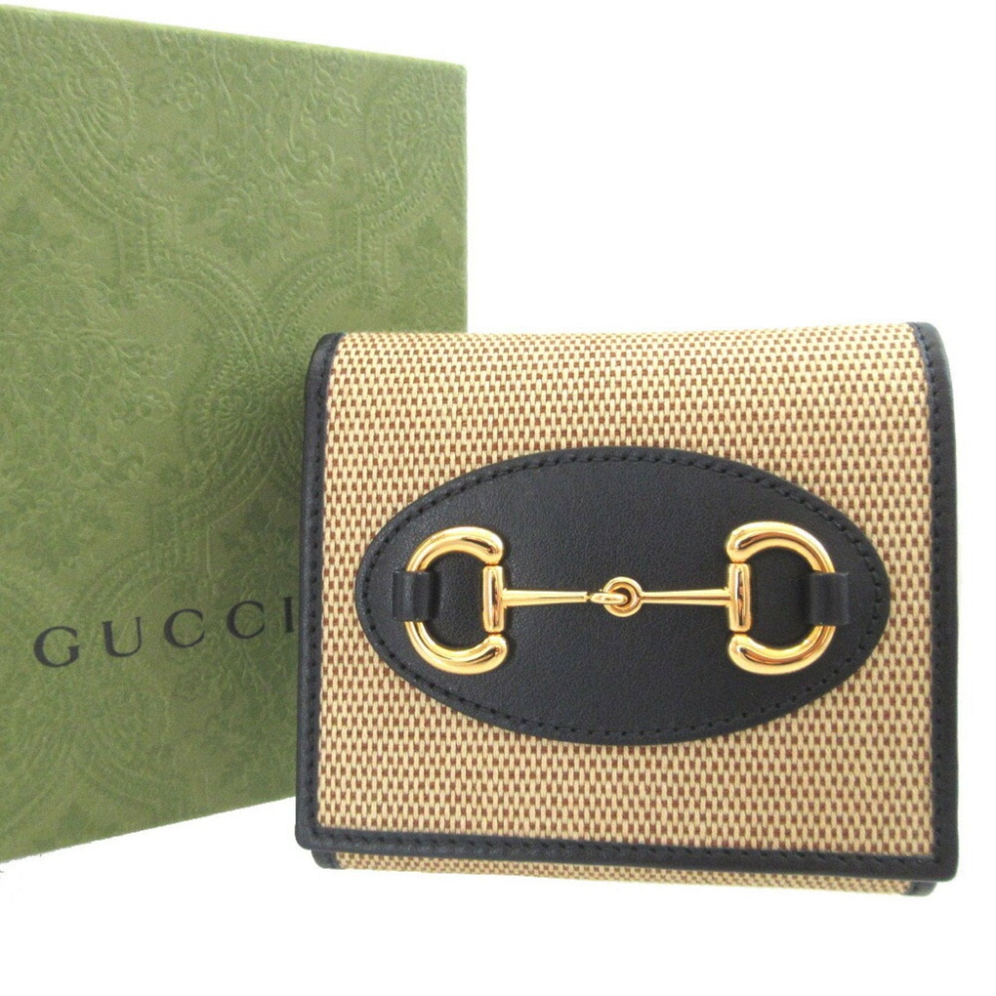 Gucci Beige Navy Canvas Leather Coin Purse/Coin Case ( )