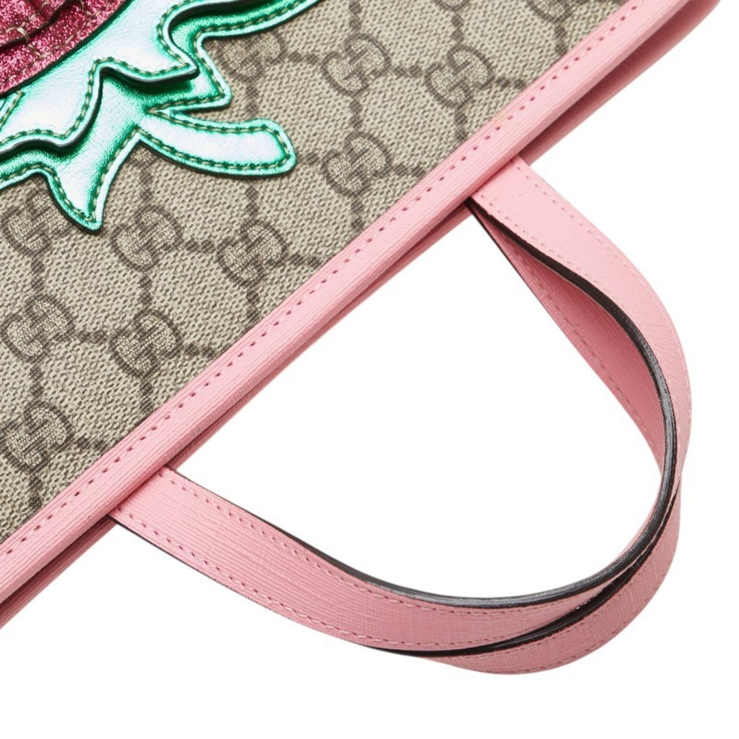 Gucci Beige Multi-Color Pink Pvc Leather Handbag Tote Bag ( )