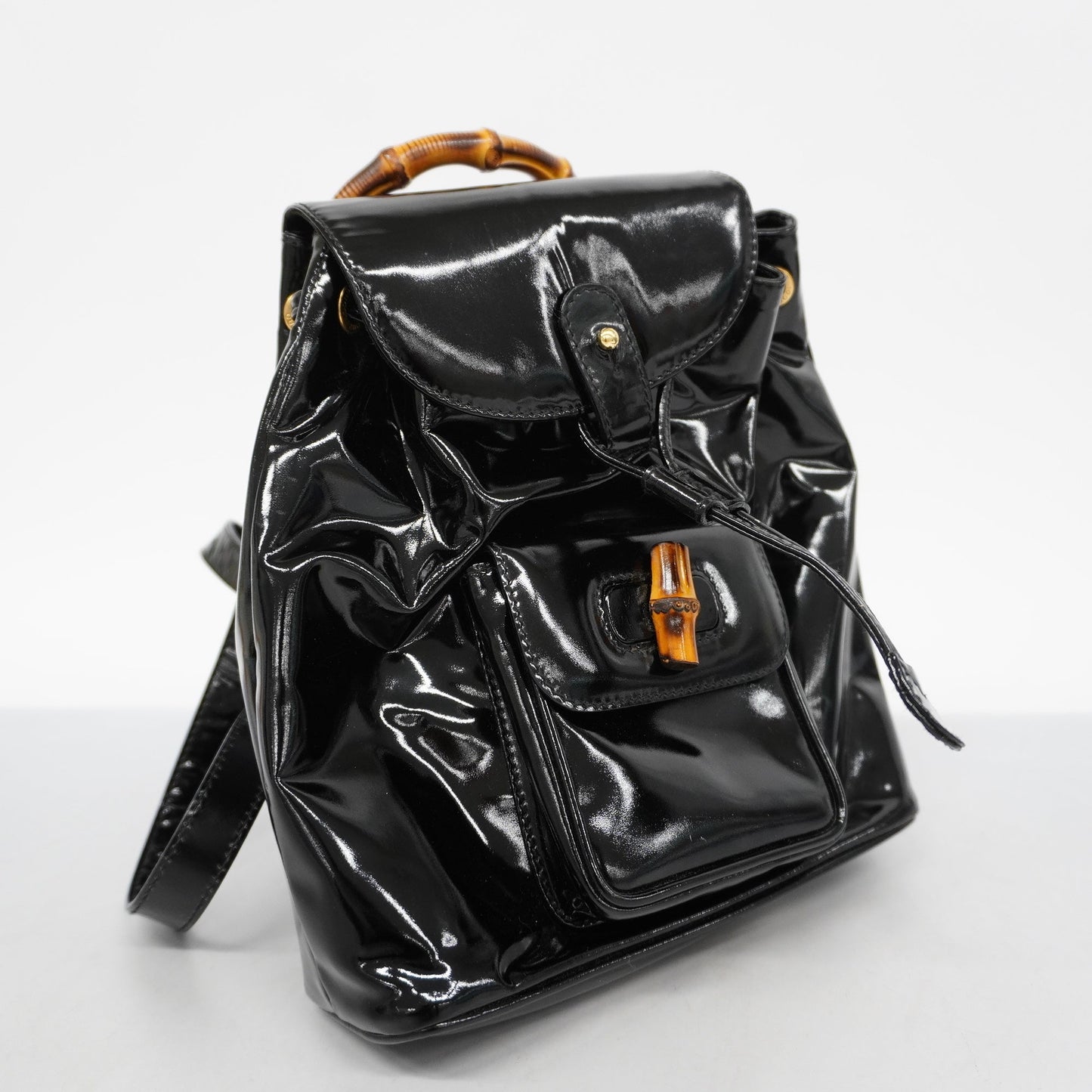 GUCCI Auth  Bamboo Rucksack 003 1998 0030 Women's Leather Backpack Black