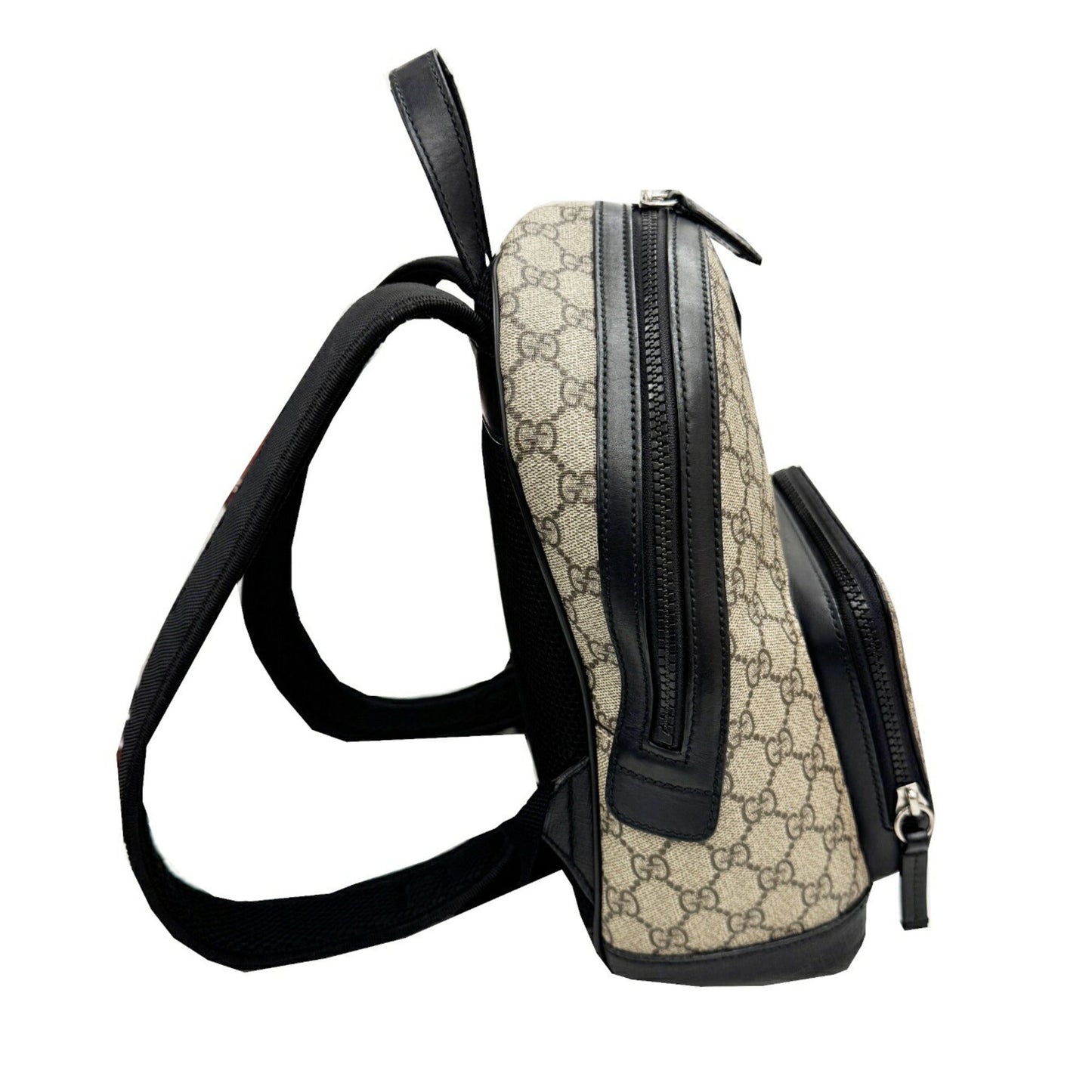Gucci Beige Black Gg Supreme Leather Backpack ( )