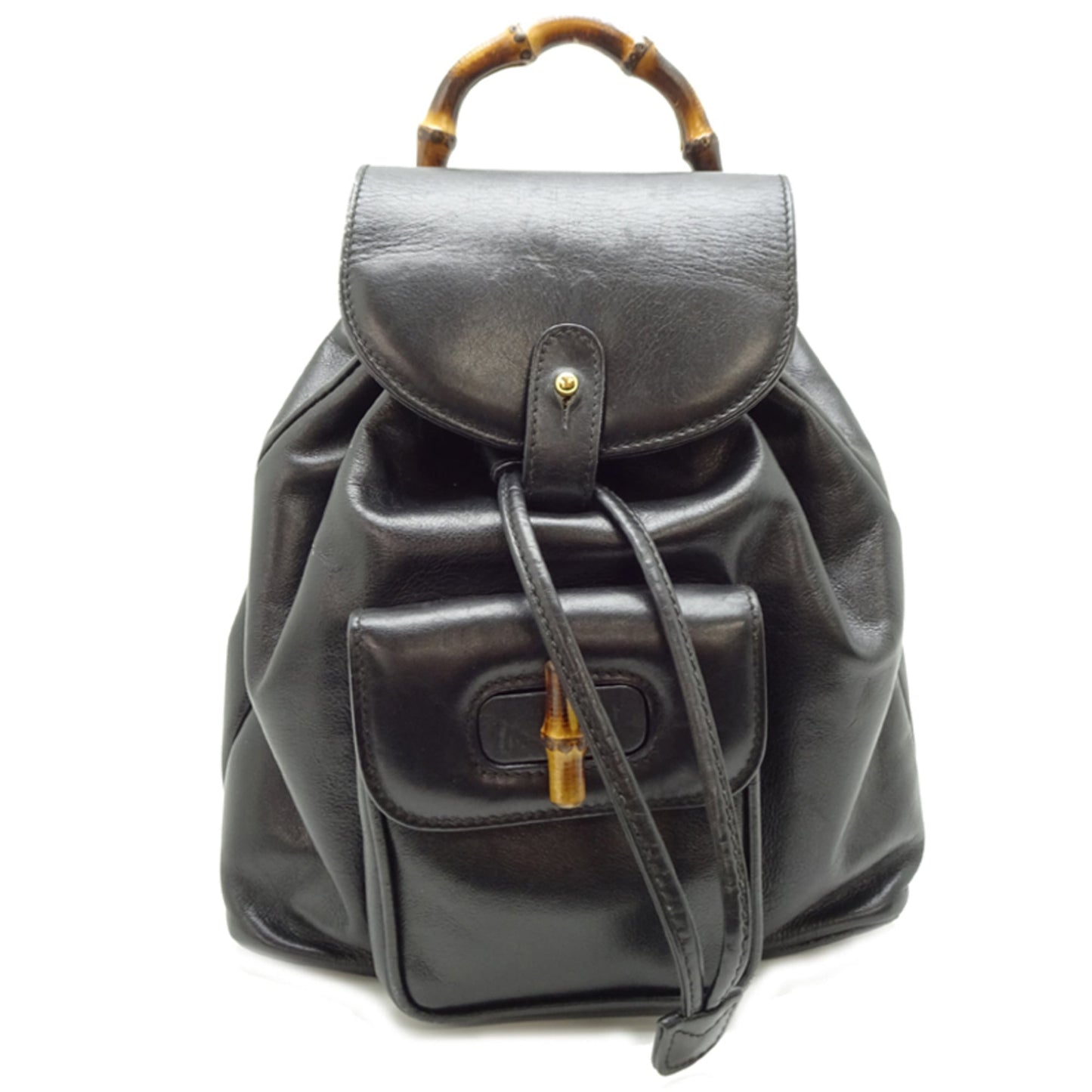 Gucci Black Leather Bamboo Backpack ( )