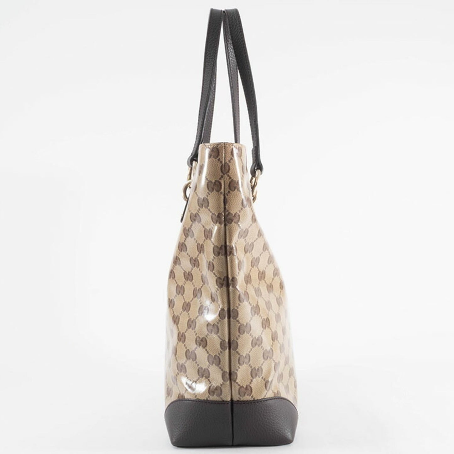 Gucci Beige Brown Pvc Canvas Leather Tote Bag ( )