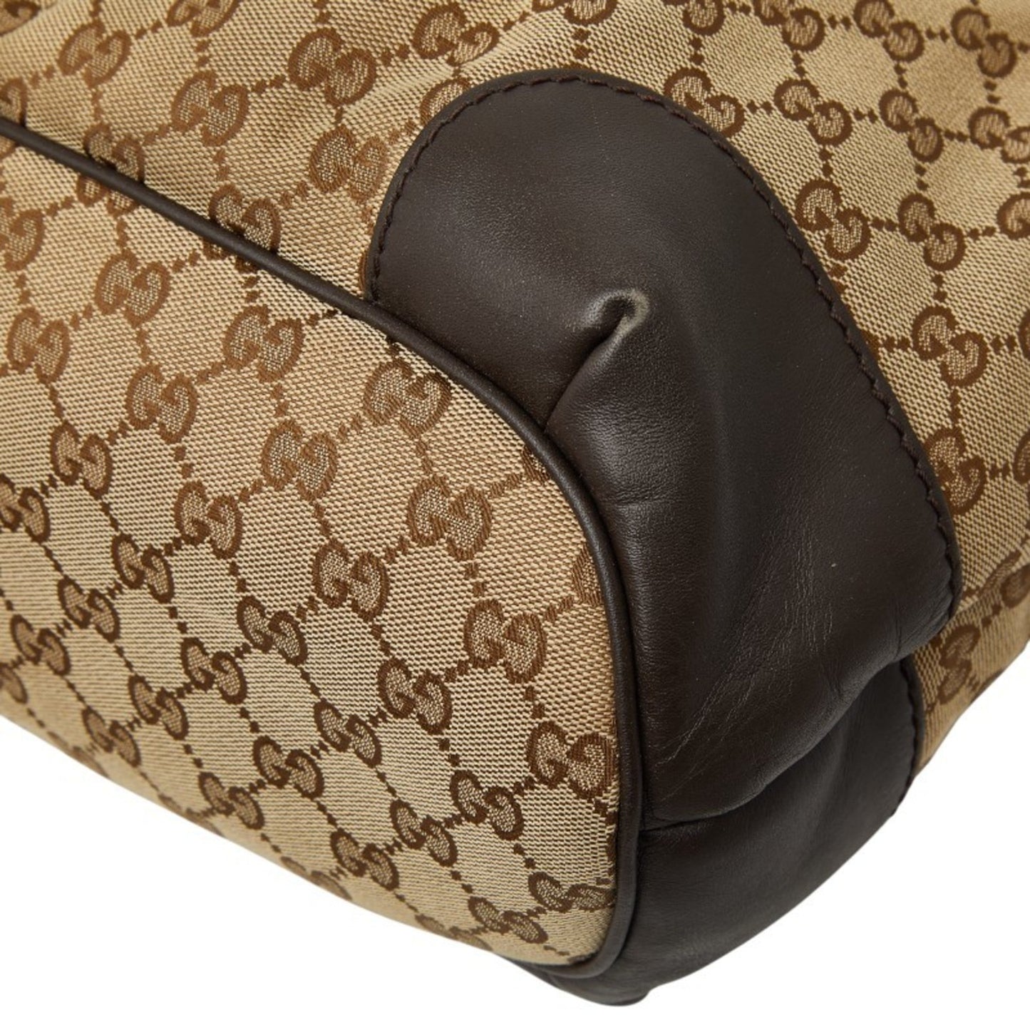 Gucci Beige Brown Canvas Leather Handbag Shoulder Bag ( )