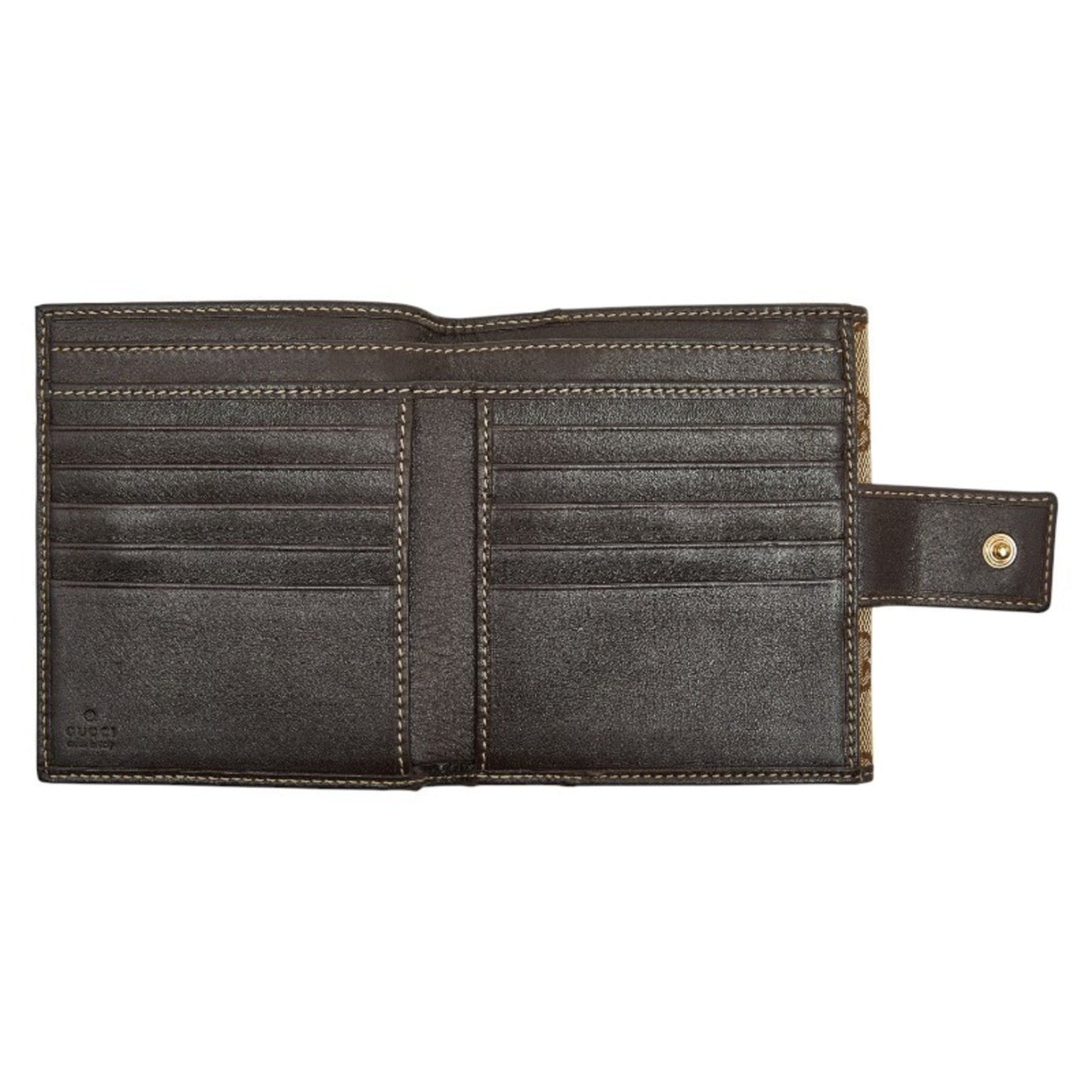 Gucci Beige Brown Canvas Leather Wallet (Bi-Fold) ( )