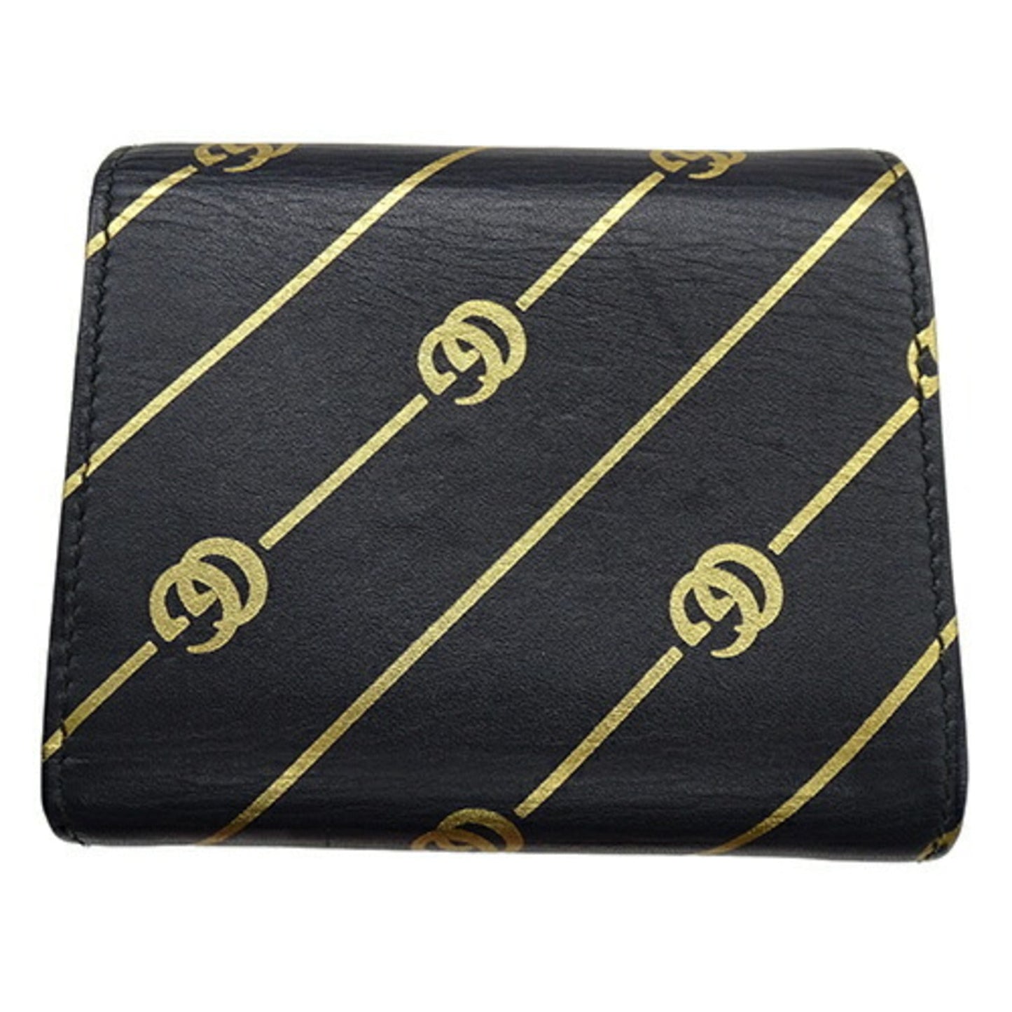 Gucci Gold Black Leather Wallet (Tri-Fold) ( )