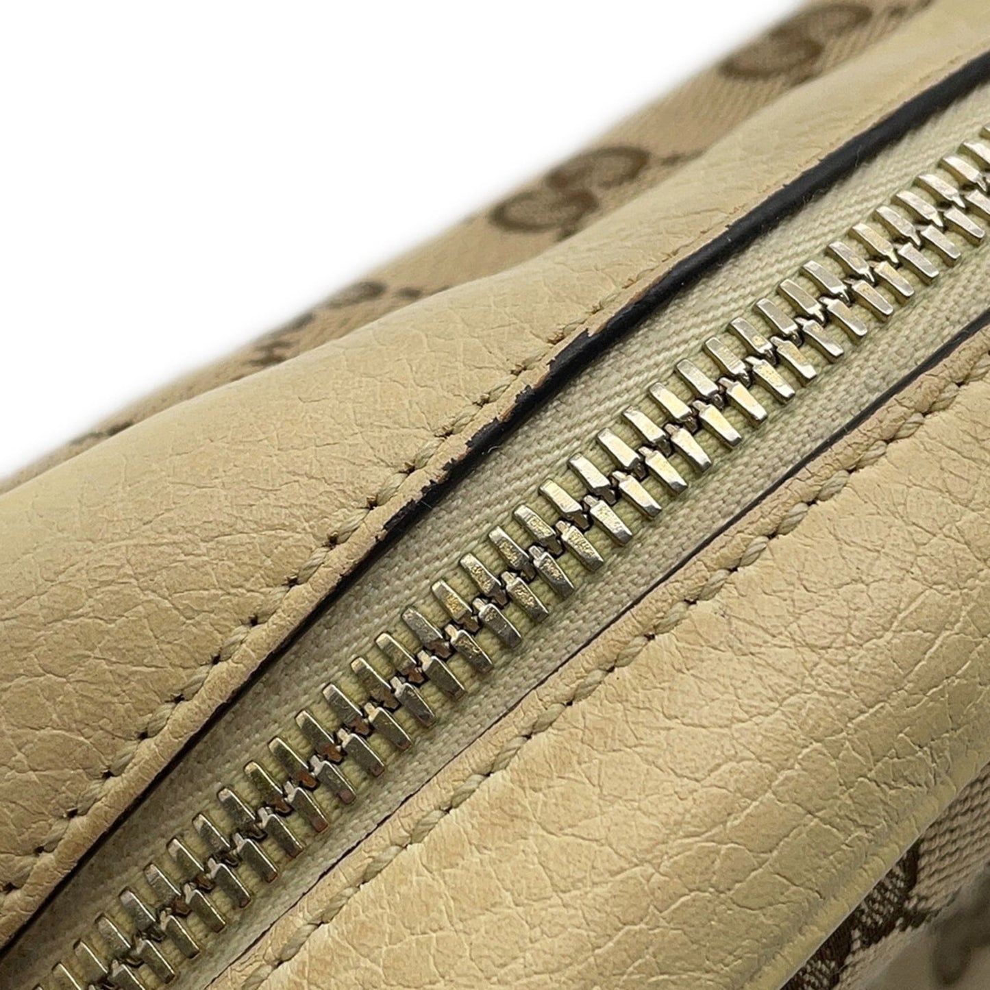 Gucci Gg Canvas Ivory Gg Canvas Leather Shoulder Bag ( )