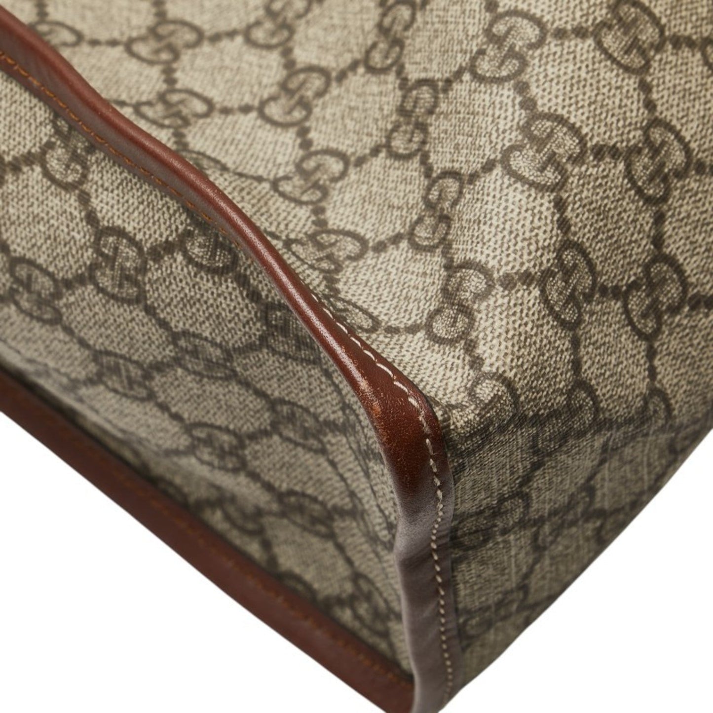 Gucci Sherry Line Beige Brown Pvc Leather Tote Bag ( )