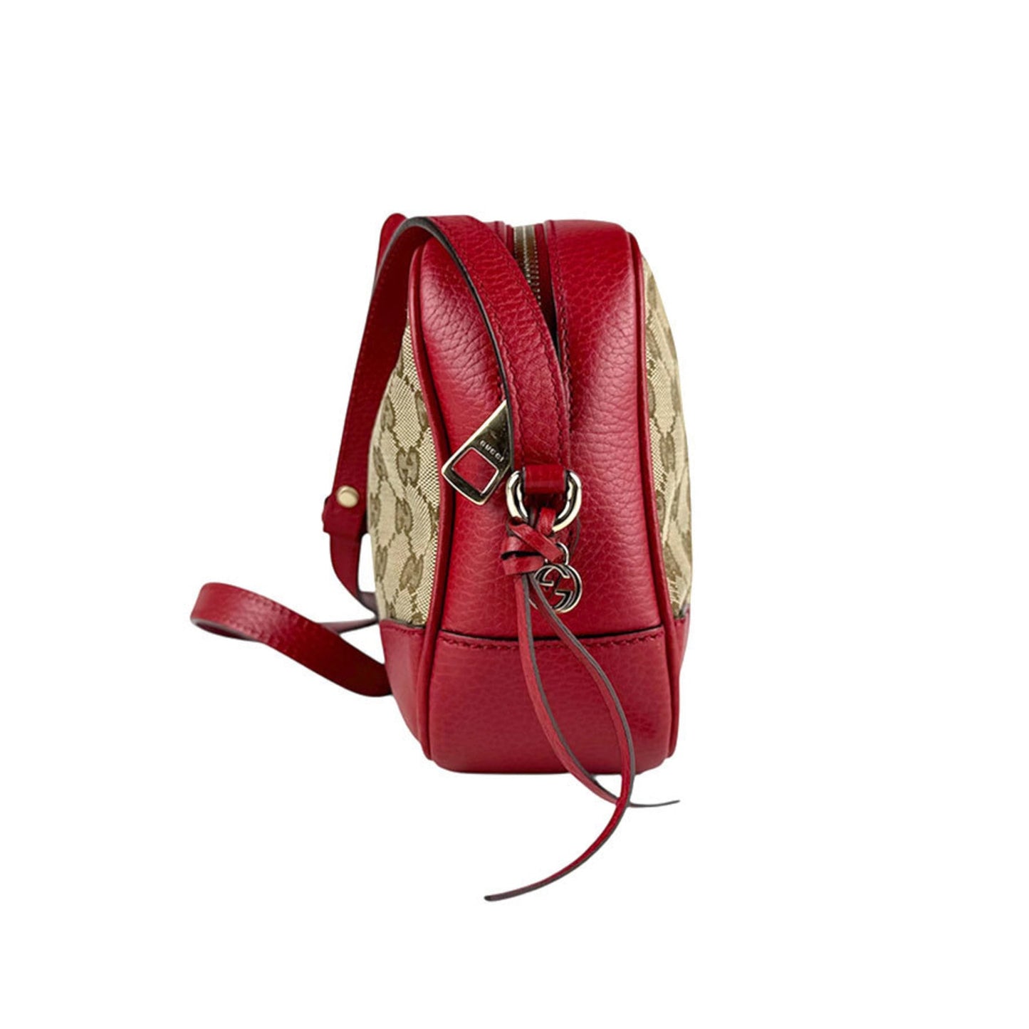 Gucci Brown Red Color Gg Canvas Leather Shoulder Bag ( )