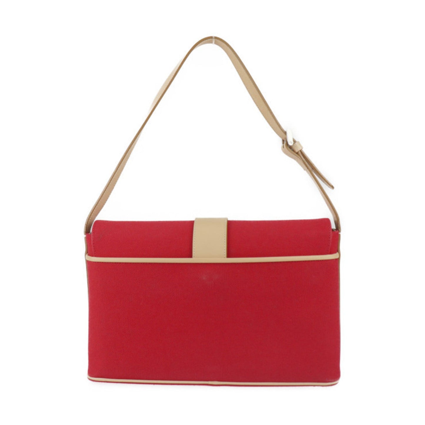 Burberry Beige Red Color Canvas Leather Handbag Shoulder Bag Tote Bag ( )