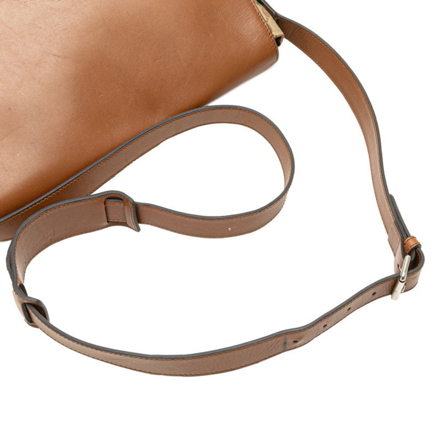 Gucci Beige Brown Canvas Leather Shoulder Bag ( )