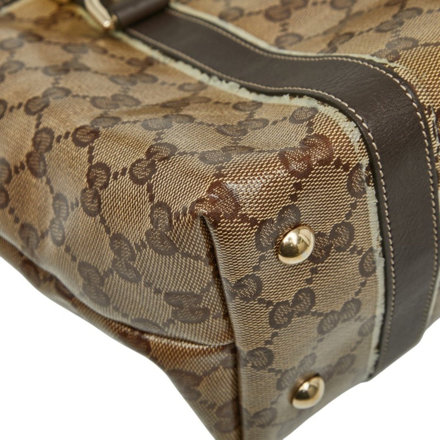 Gucci Gg Crystal Beige Brown Pvc Leather Tote Bag ( )