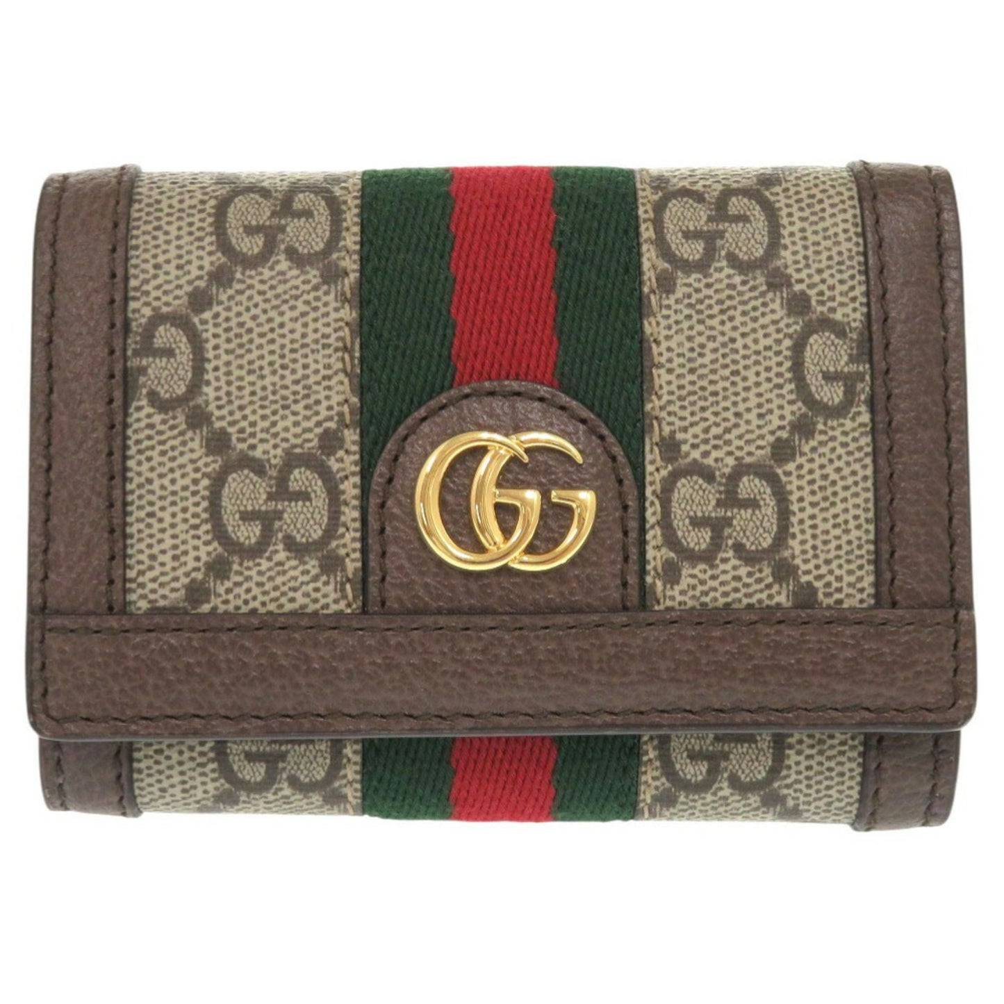 Gucci Beige Brown Gg Supreme Leather Wallet (Tri-Fold) ( )