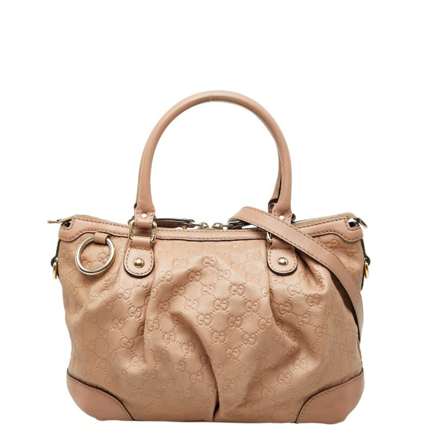 Gucci Beige Pink Canvas Leather Handbag Shoulder Bag ( )