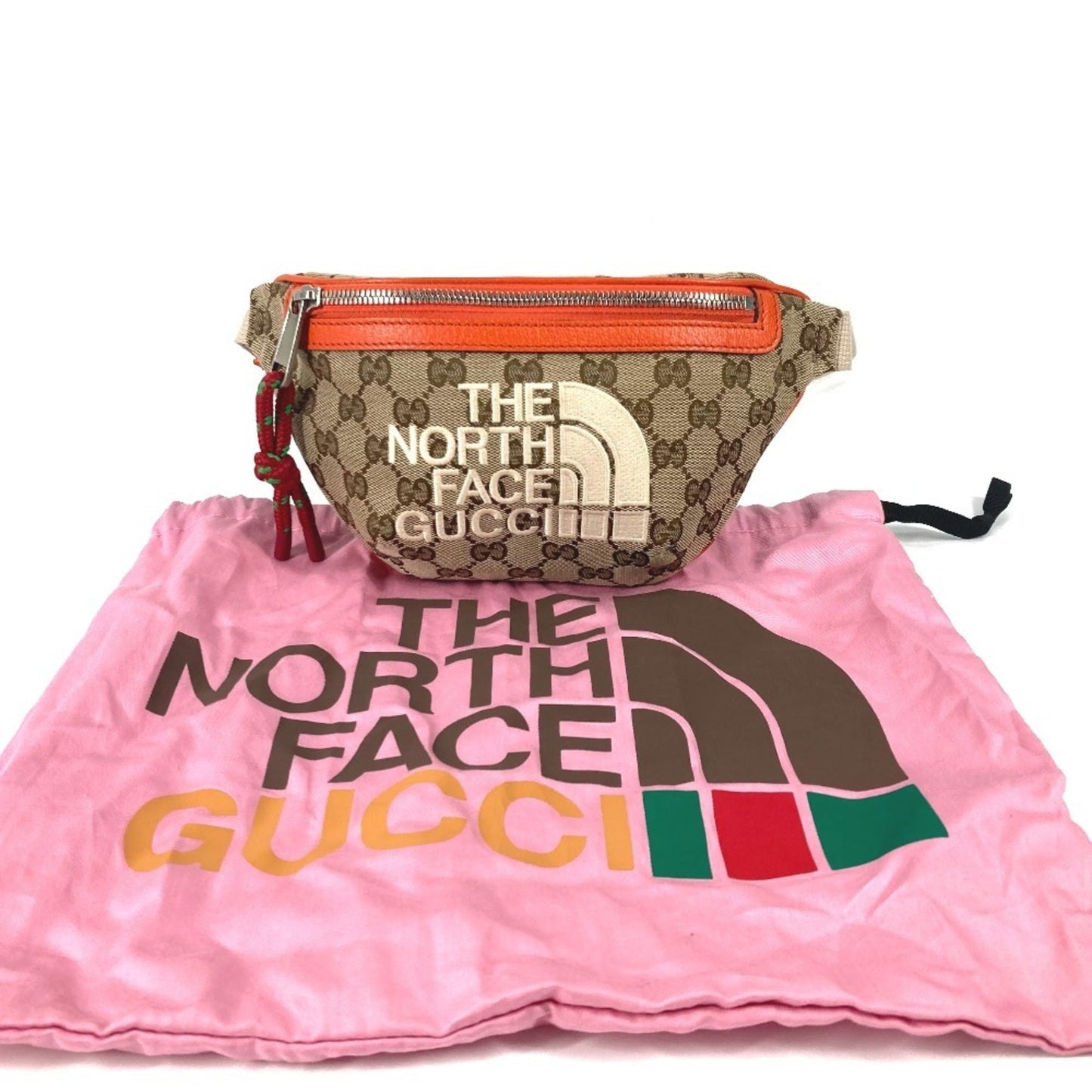 Gucci Beige Orange Leather Canvas Sling Bag ( )