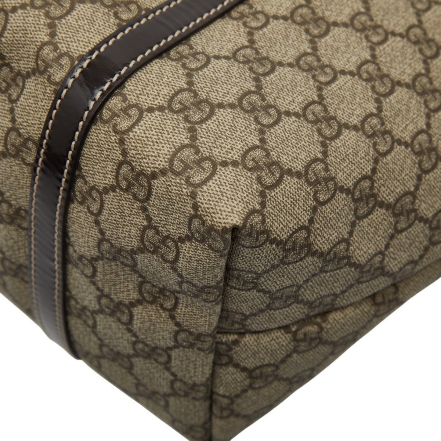 Gucci Beige Brown Pvc Leather Handbag Tote Bag ( )