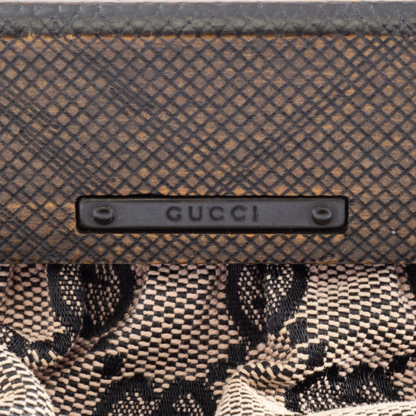 Gucci Gg Canvas Beige Black Gg Canvas Leather Handbag ( )