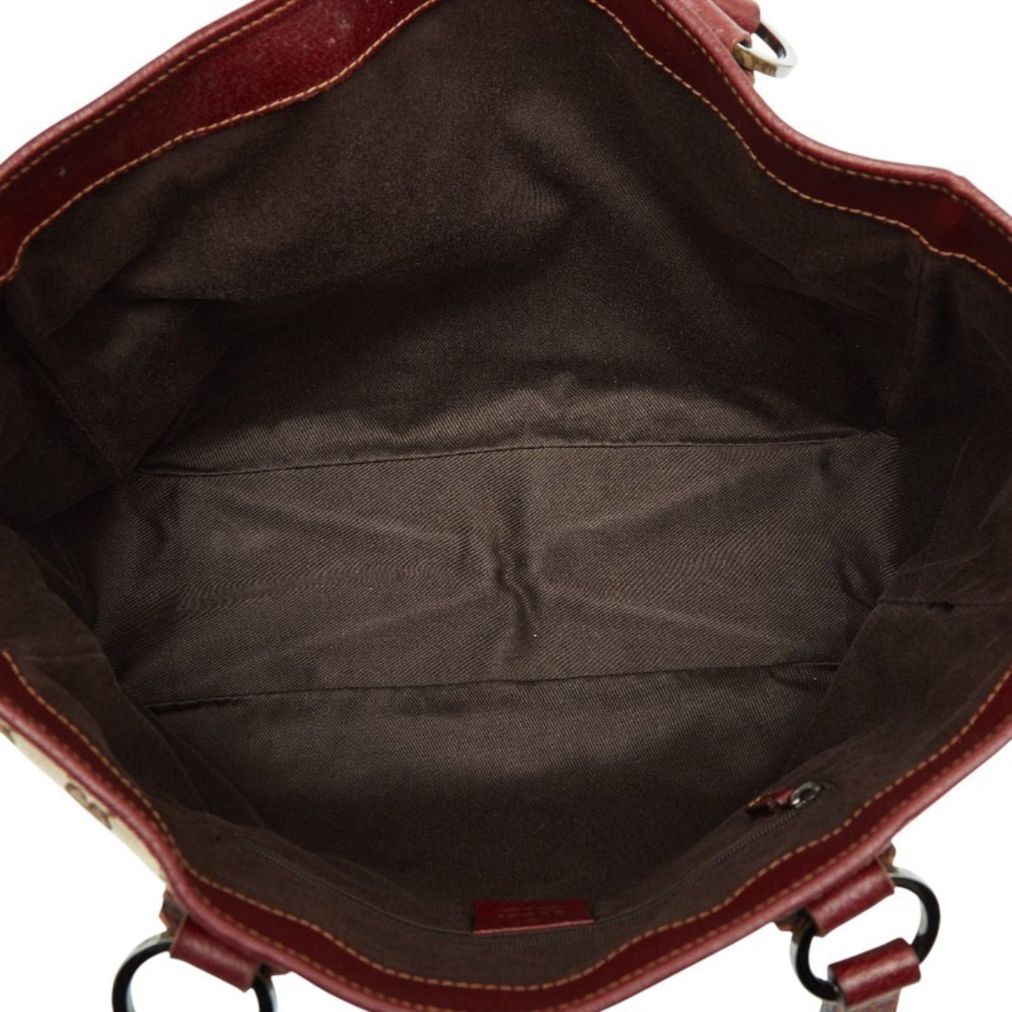 Gucci Beige Red Color Canvas Leather Handbag Tote Bag ( )