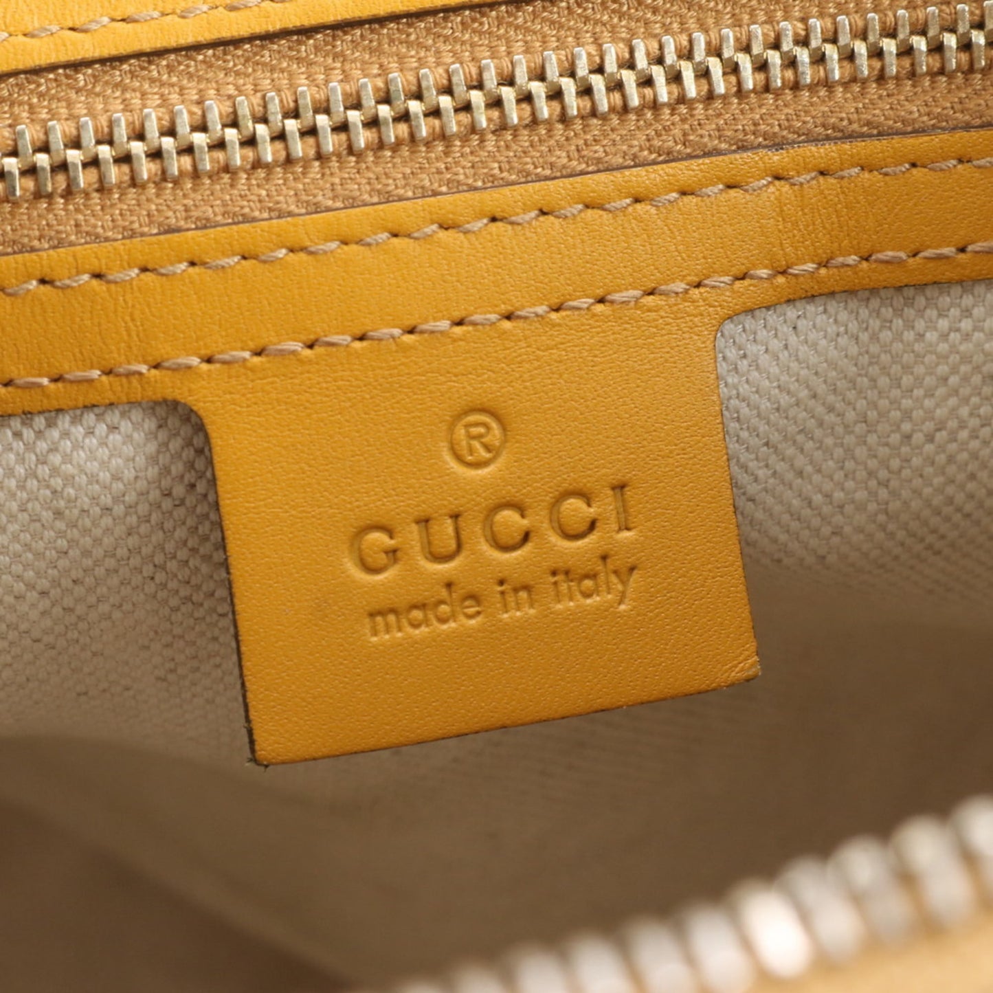 Gucci Beige Yellow Leather Canvas Shoulder Bag ( )