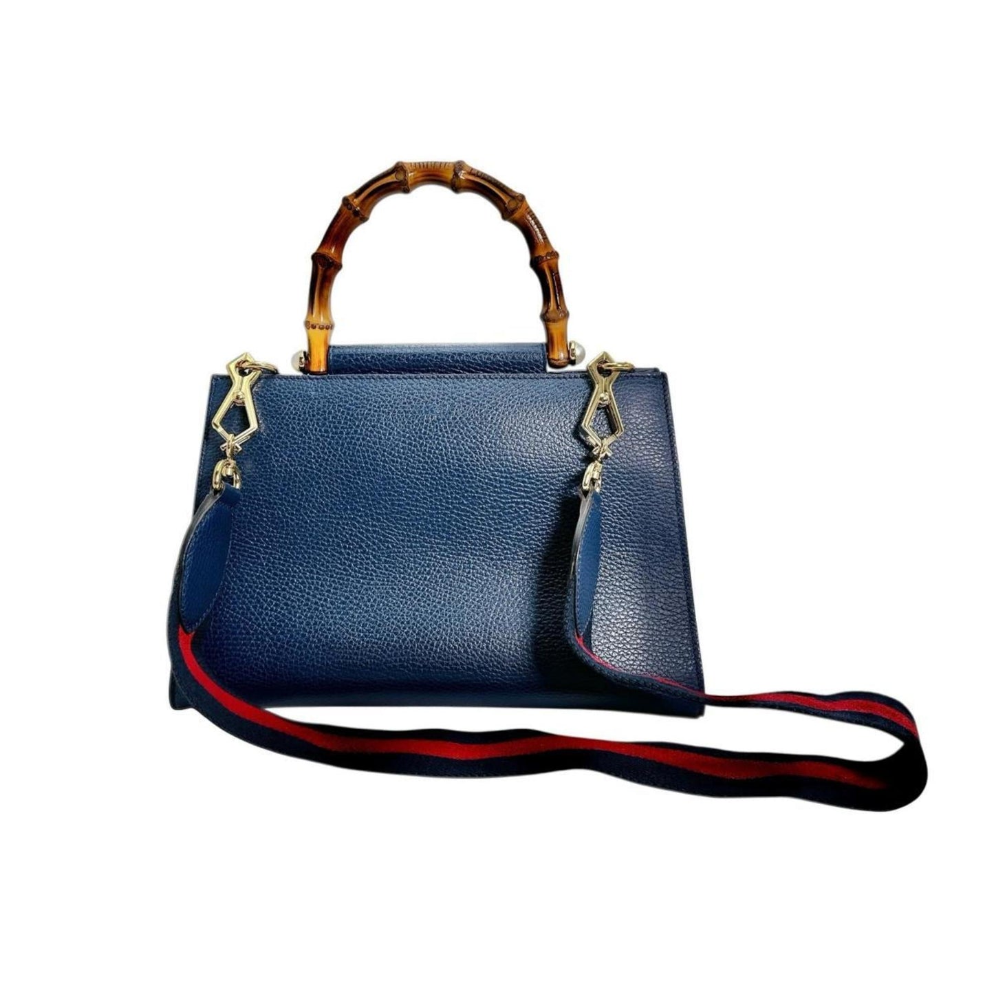 Gucci Blue Bamboo Leather Handbag ( )