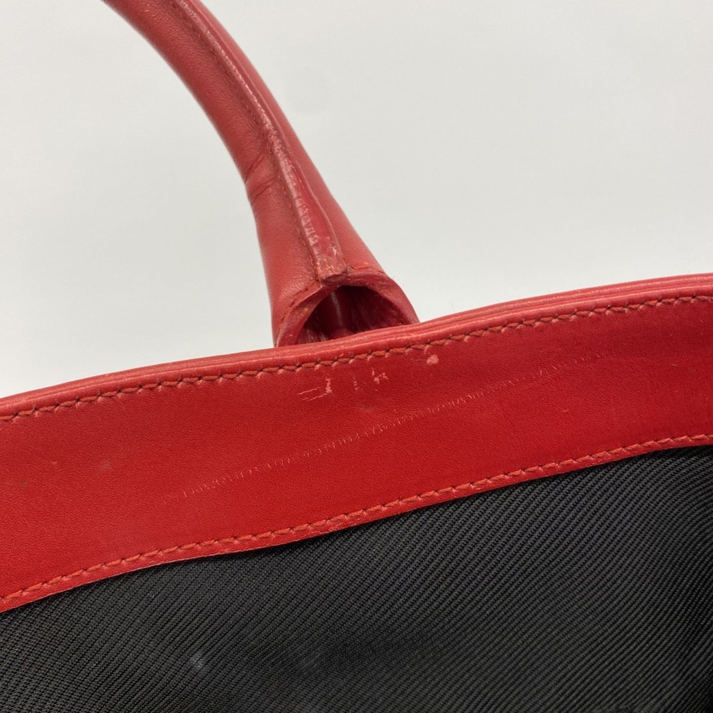 Gucci Beige Black Red Color Canvas Tote Bag ( )