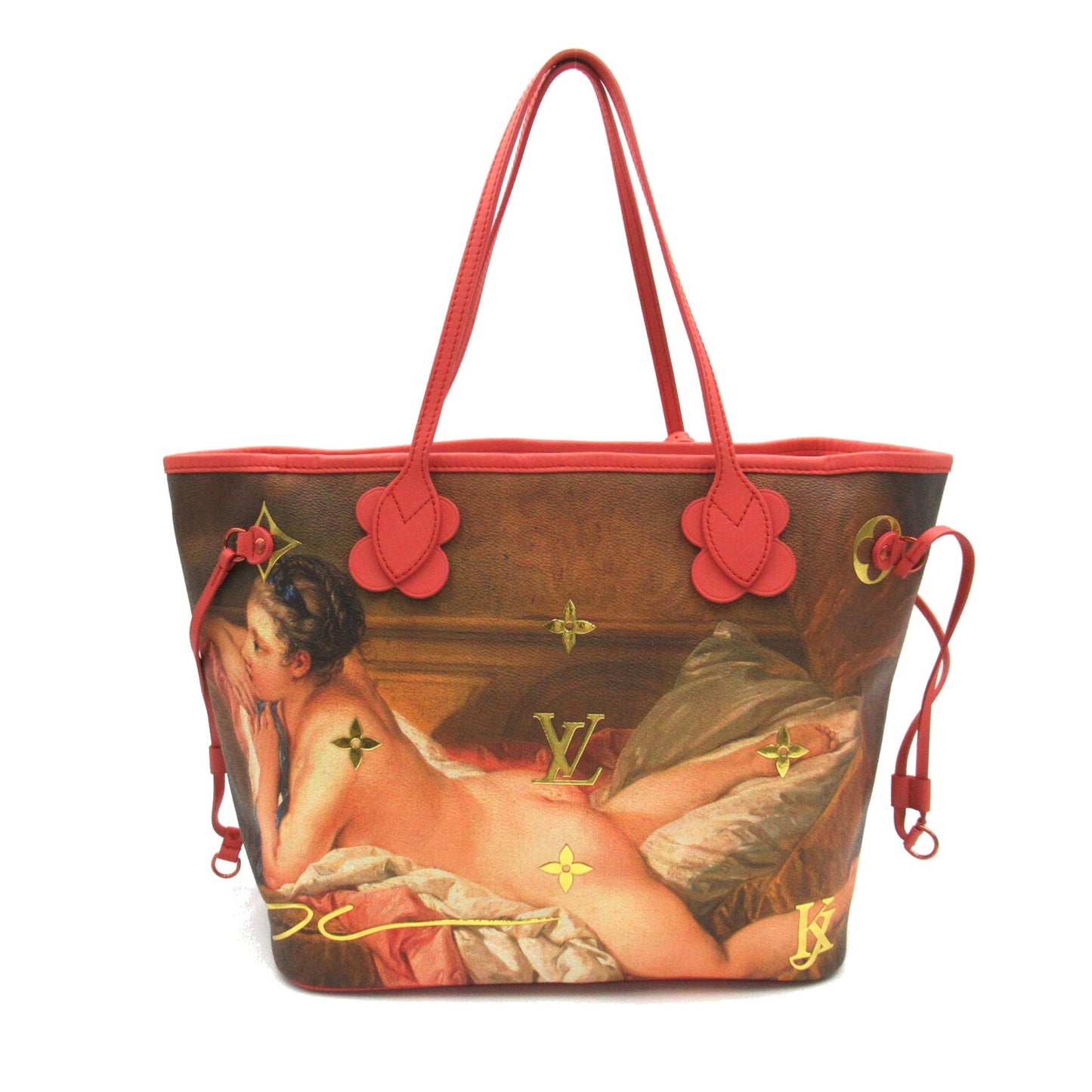 LOUIS VUITTON Boucher Neverfull MM Pink Brown Masters collection PVC coated canvas Tote
