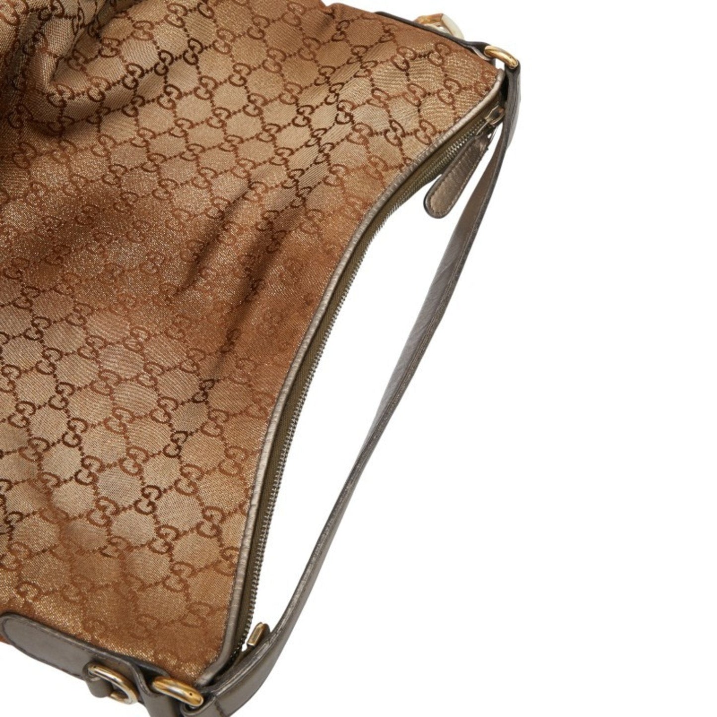Gucci Brown Canvas Leather Shoulder Bag ( )