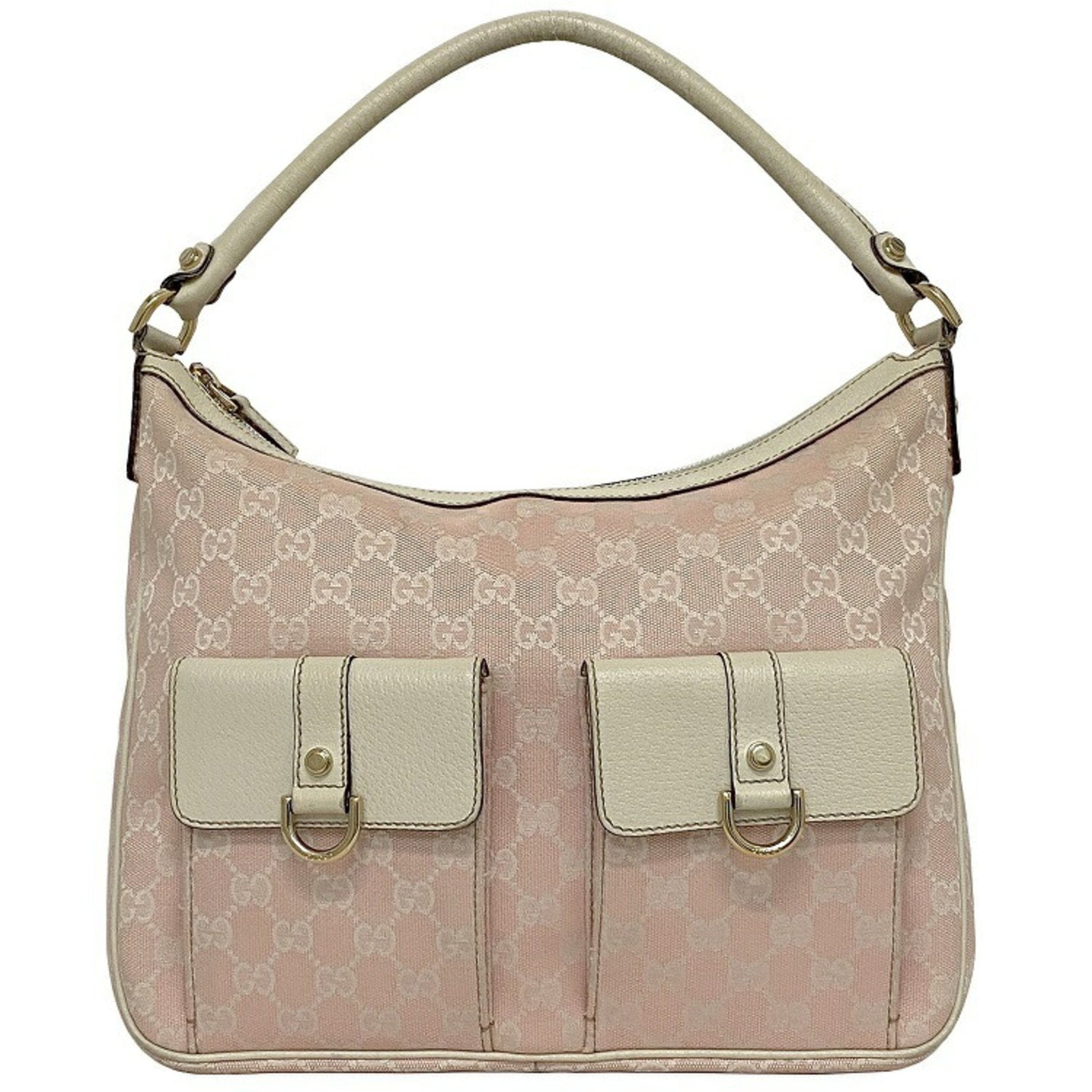 Gucci Abbey White Leather Canvas Handbag