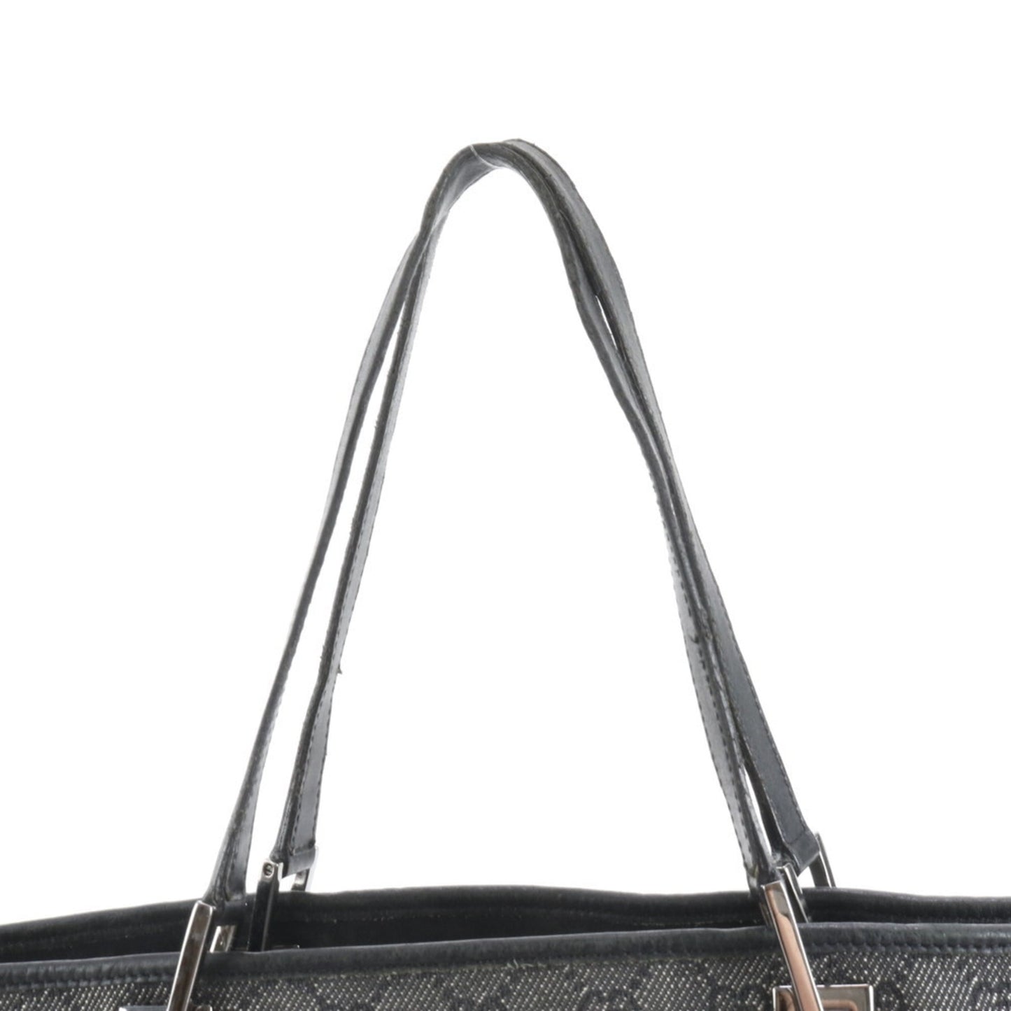 Gucci Black Leather Canvas Tote Bag ( )