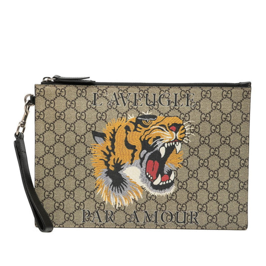 Gucci Beige Black Multi-Color Pvc Leather Clutch Bag ( )