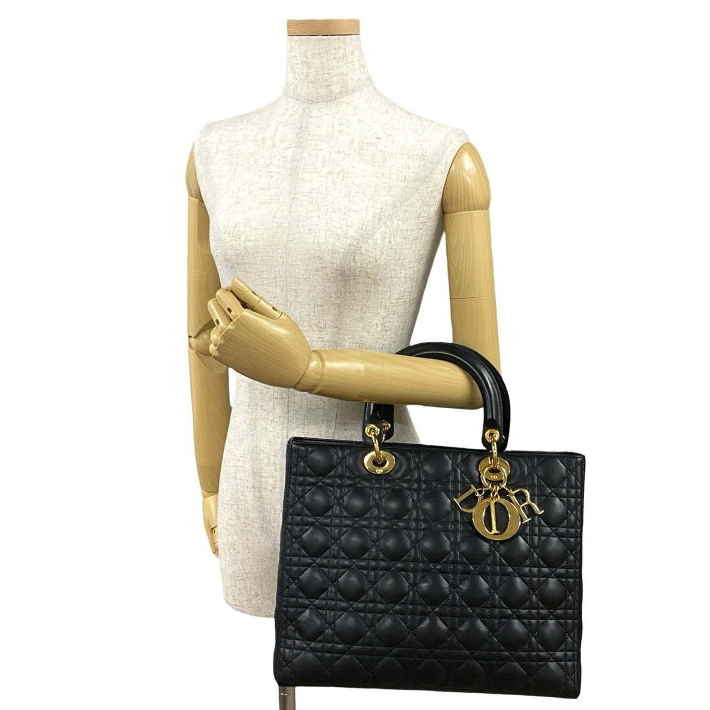 Christian Dior Black Leather Handbag Tote Bag ()