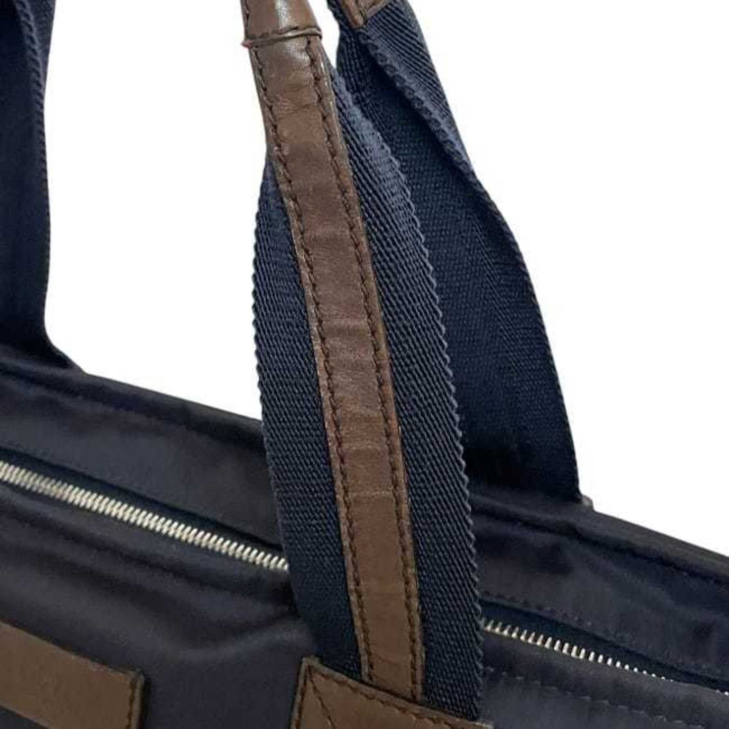 Gucci Navy Nylon Leather Tote Bag ( )