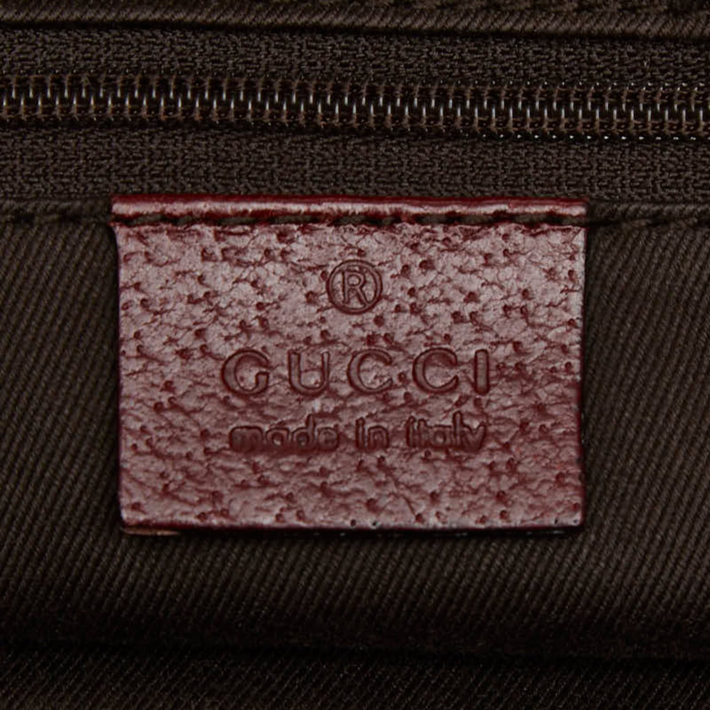 Gucci Beige Bordeaux Canvas Leather Handbag Tote Bag ( )