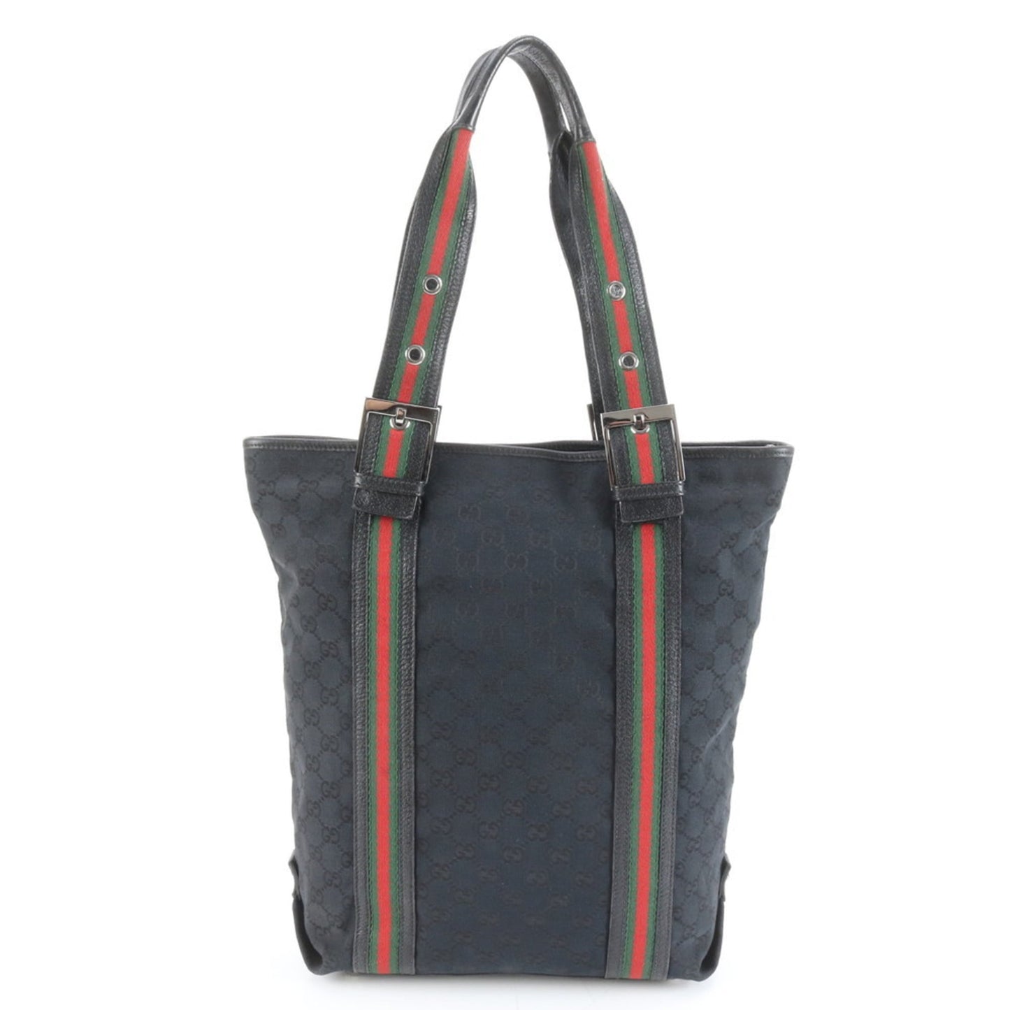 Gucci Black Leather Canvas Tote Bag ( )