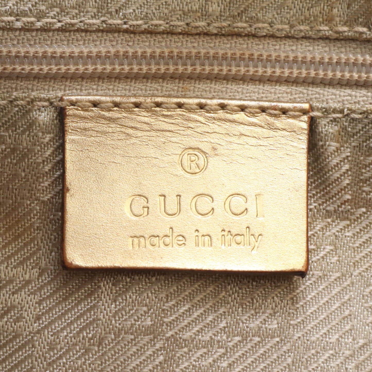 Gucci Blue Gold Leather Canvas Shoulder Bag ( )