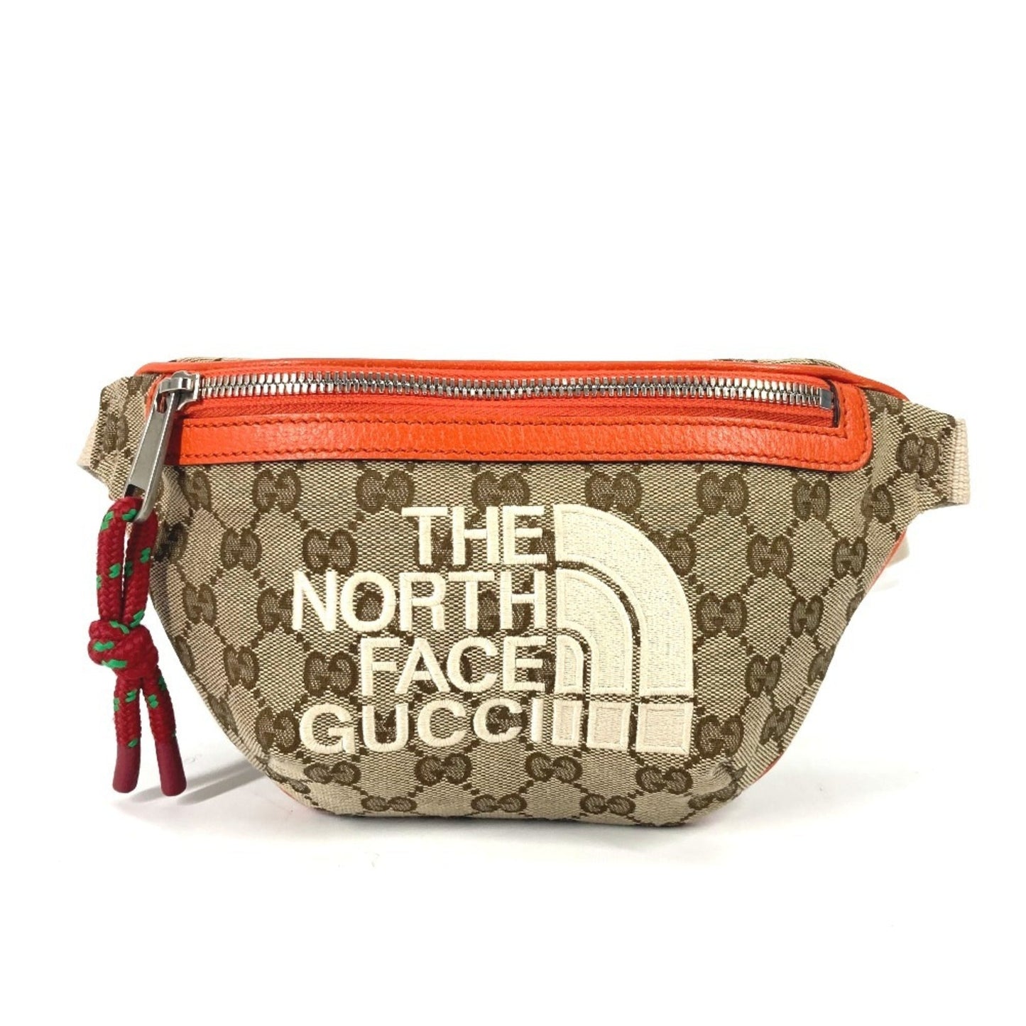 Gucci Beige Orange Leather Canvas Sling Bag ( )