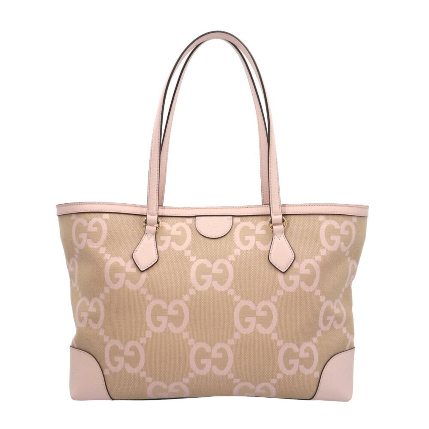 Gucci Beige Pink Canvas Leather Tote Bag ( )