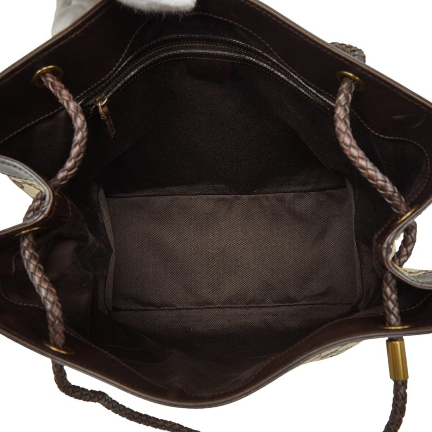 Gucci Beige Brown Canvas Leather Shoulder Bag Tote Bag ( )
