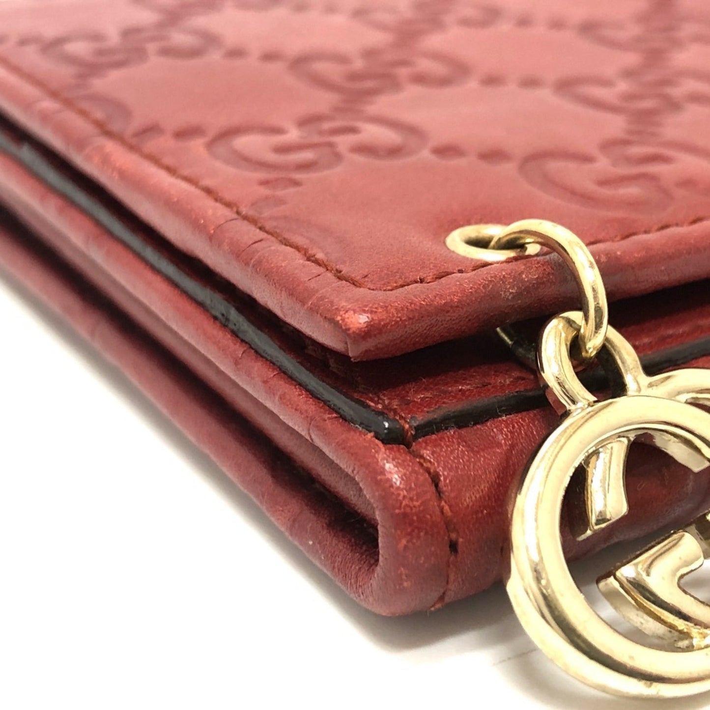 Gucci Red Color Gg Leather Long Wallet (Bi-Fold) ( )