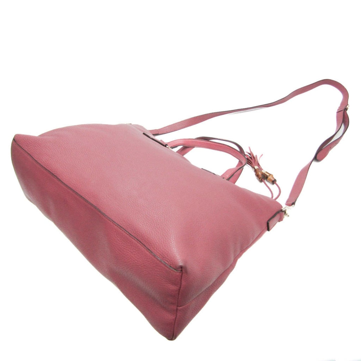 Gucci Bamboo Pink Red Leather Bamboo Handbag Shoulder Bag ( )